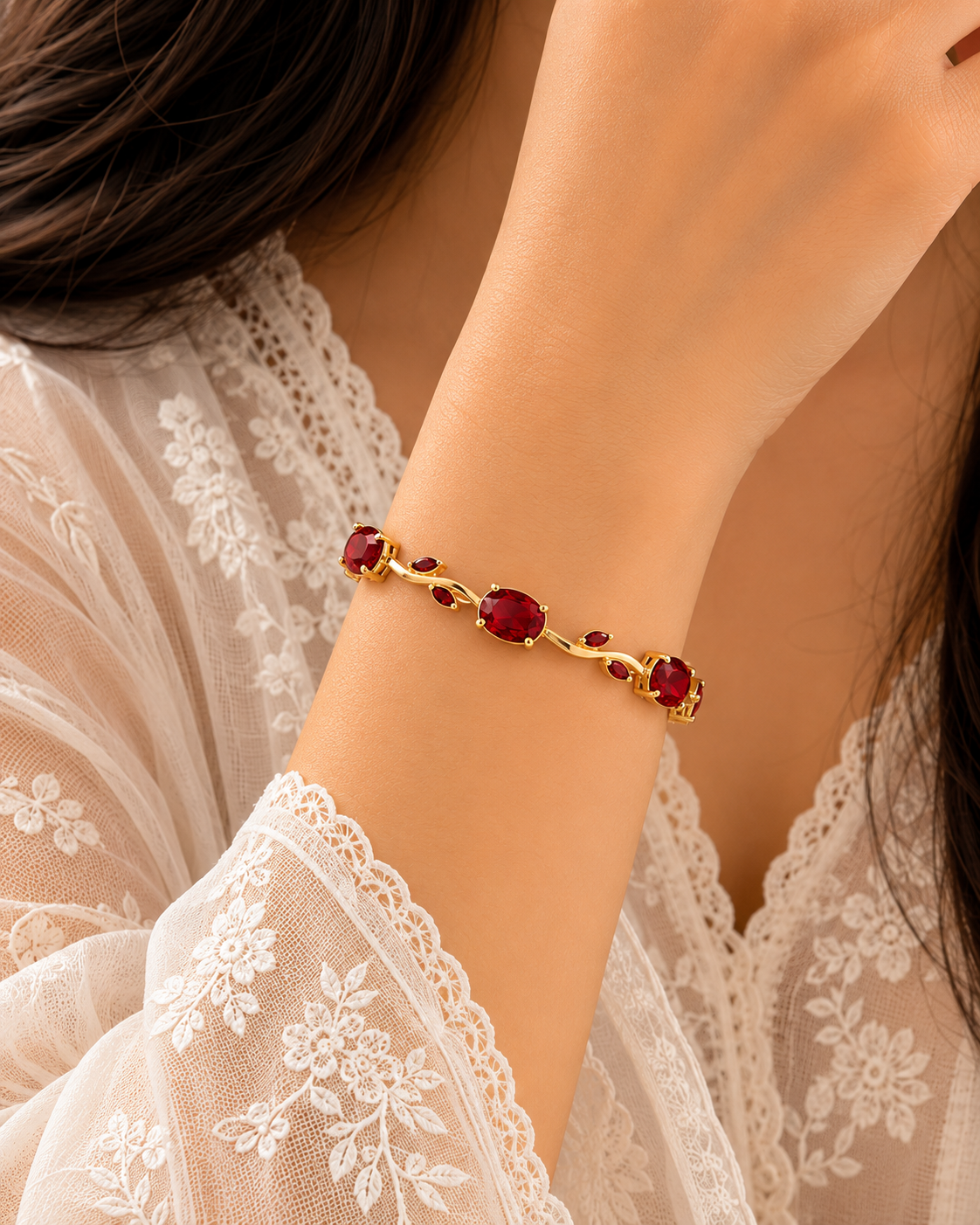 Rivaaya Tulip Red Anti-Tarnish Bracelet