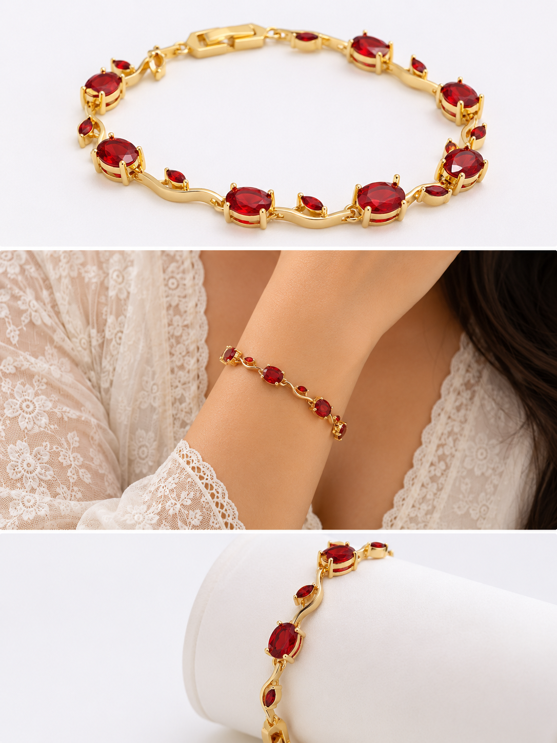 Rivaaya Tulip Red Anti-Tarnish Bracelet