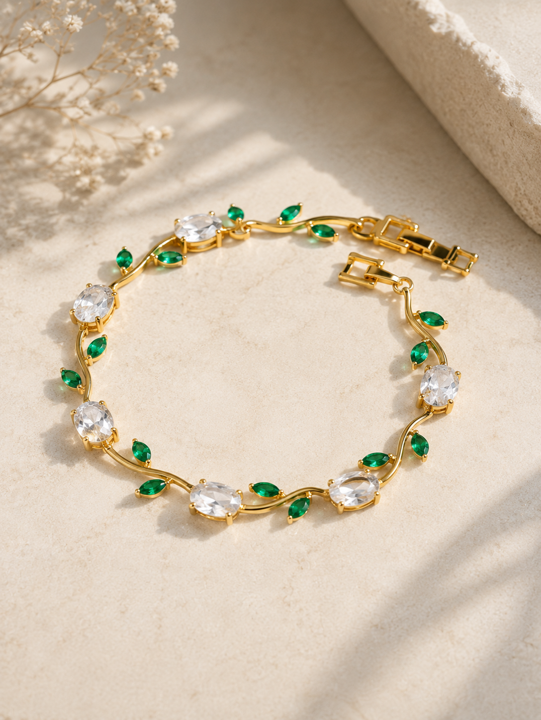 Rivaaya Tulip White Green Anti-Tarnish Bracelet