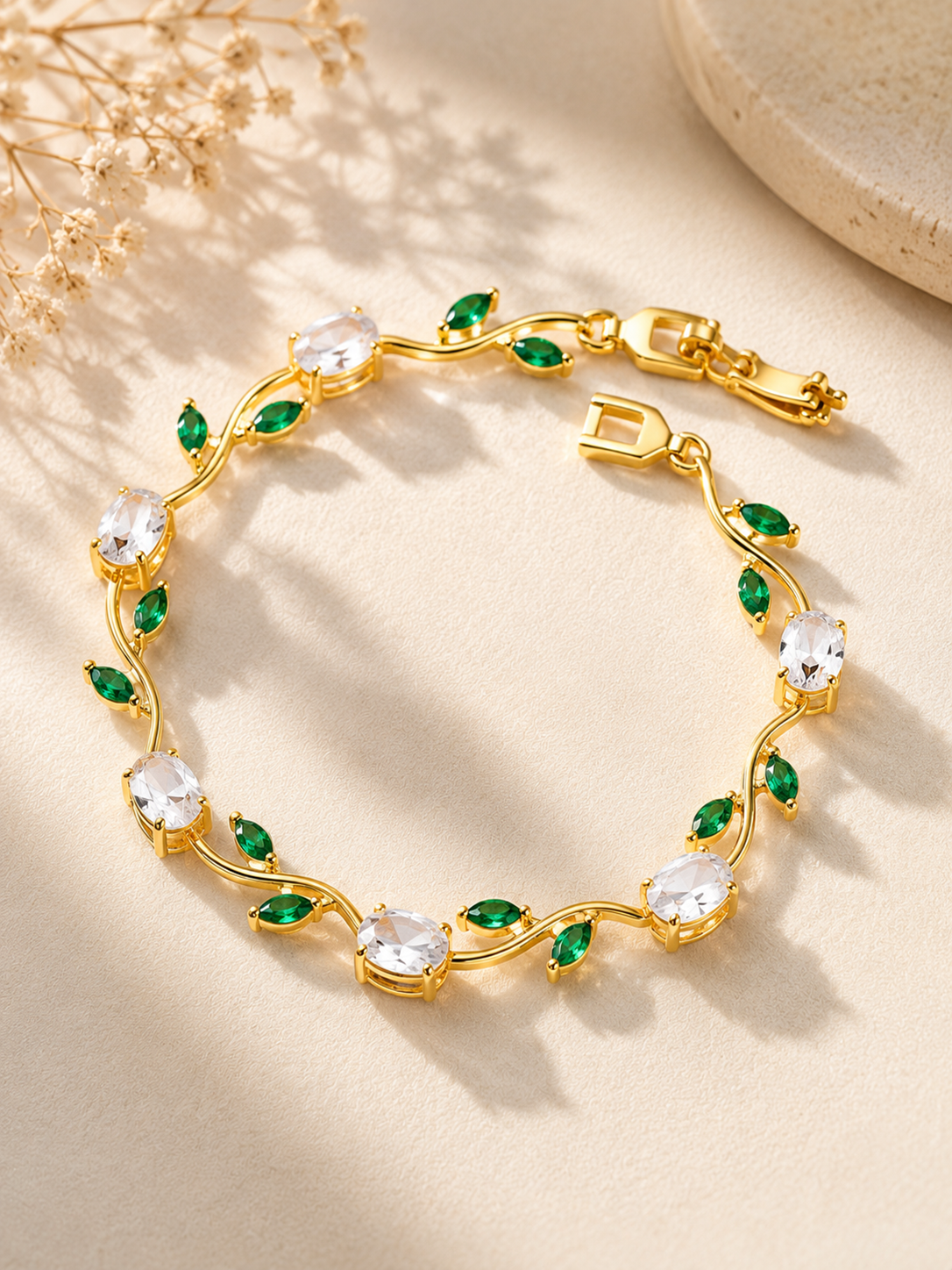 Rivaaya Tulip White Green Anti-Tarnish Bracelet