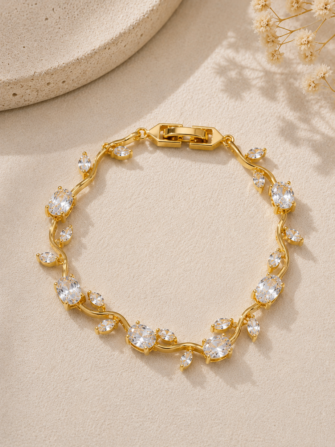 Rivaaya Tulip White Crystal Anti-Tarnish Bracelet