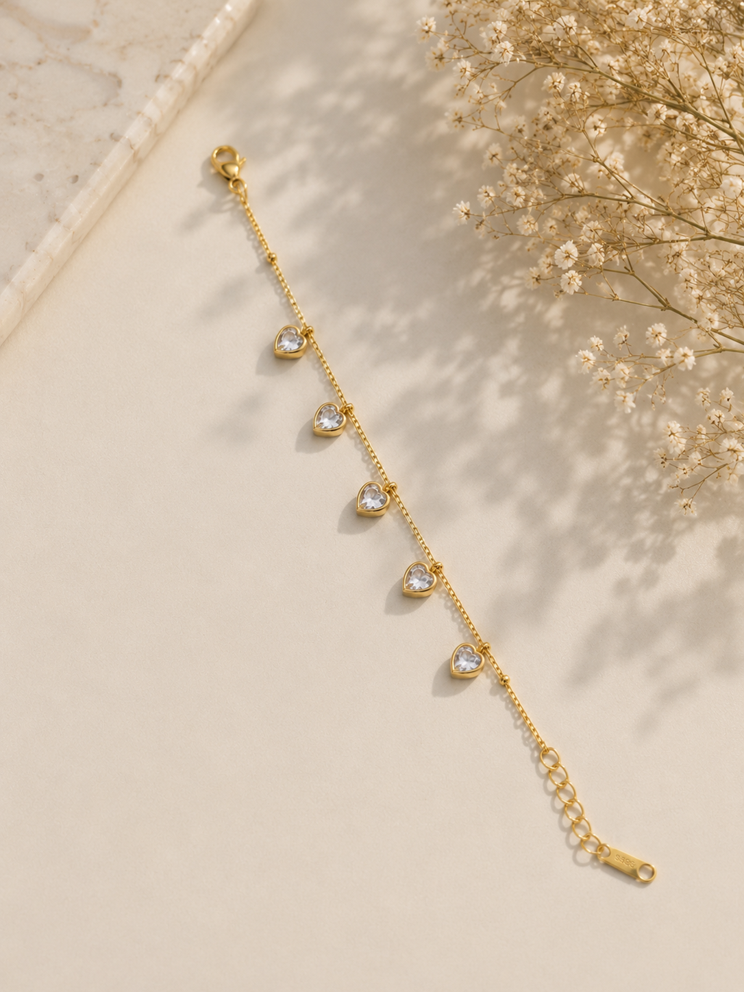 Rivaaya Floral Heart Anti-Tarnish Charm Bracelet
