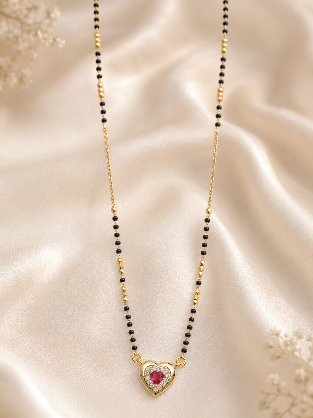 Rivaaya Ruby Heart Anti Tarnish Mangalsutra