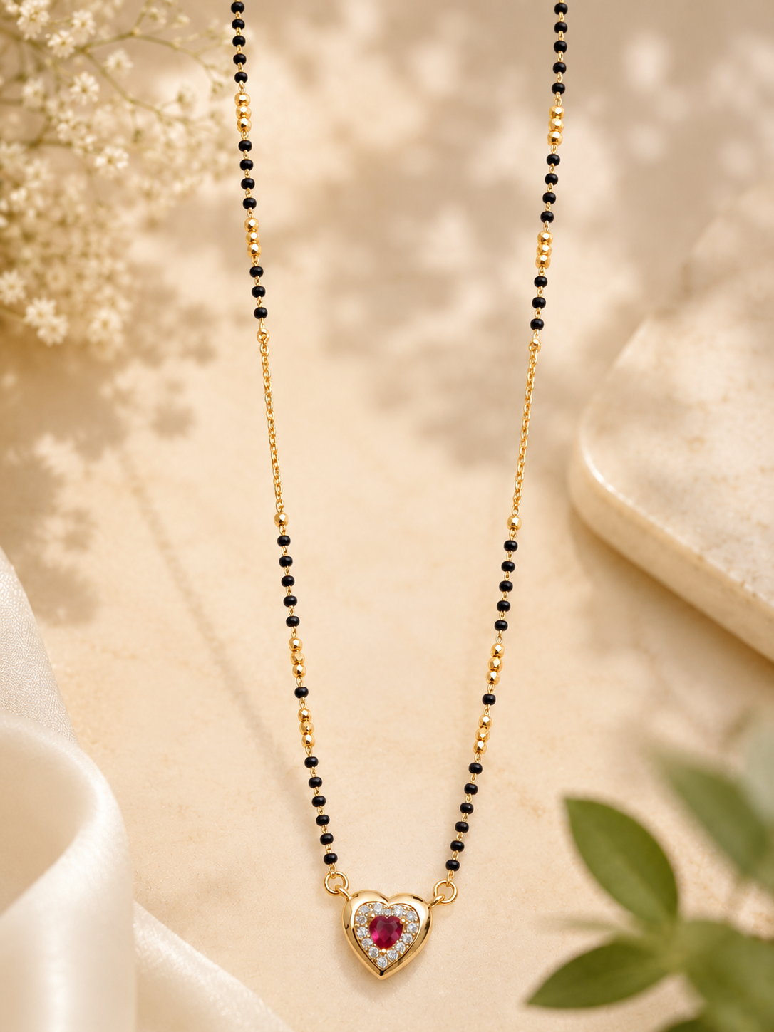 Rivaaya Ruby Heart Anti Tarnish Mangalsutra