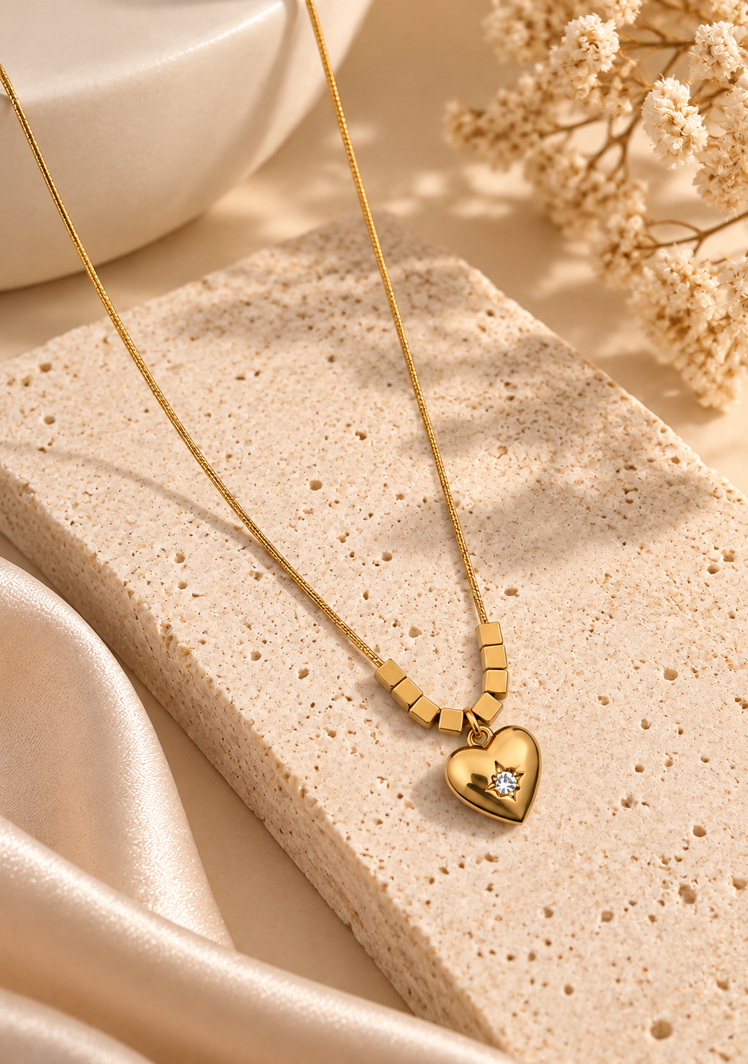 Golden Heart Anti-Tarnish Necklace