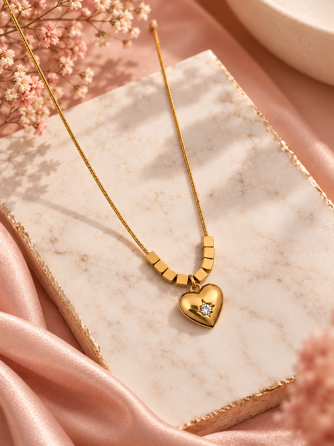 Golden Heart Anti-Tarnish Necklace