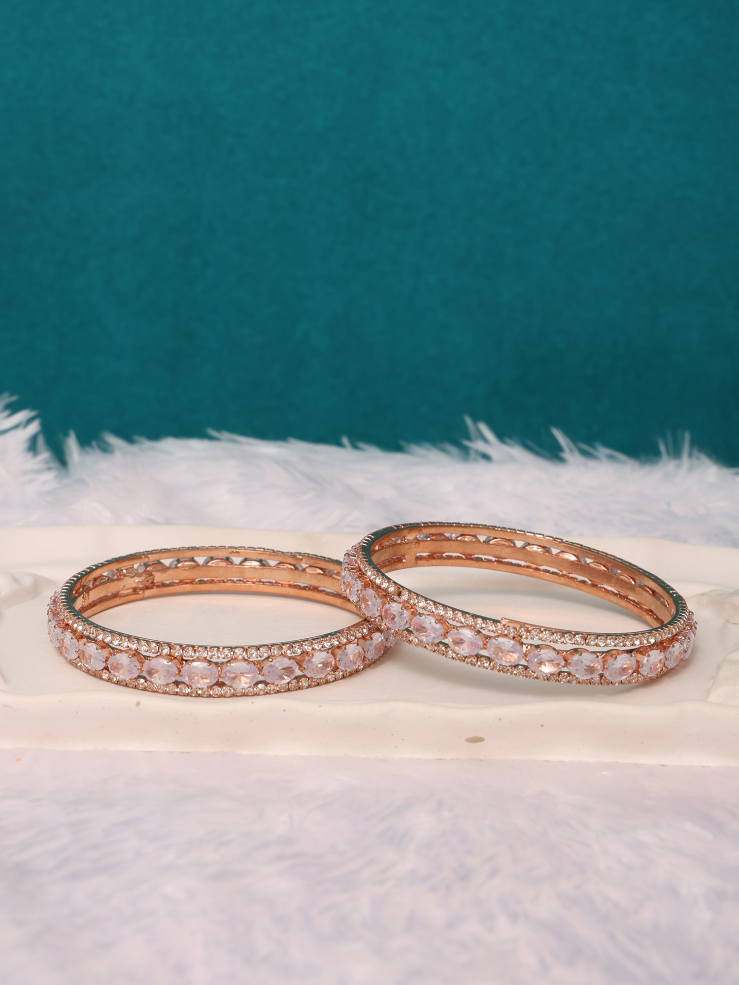 Blush Radiance Rose Gold AD Bangles