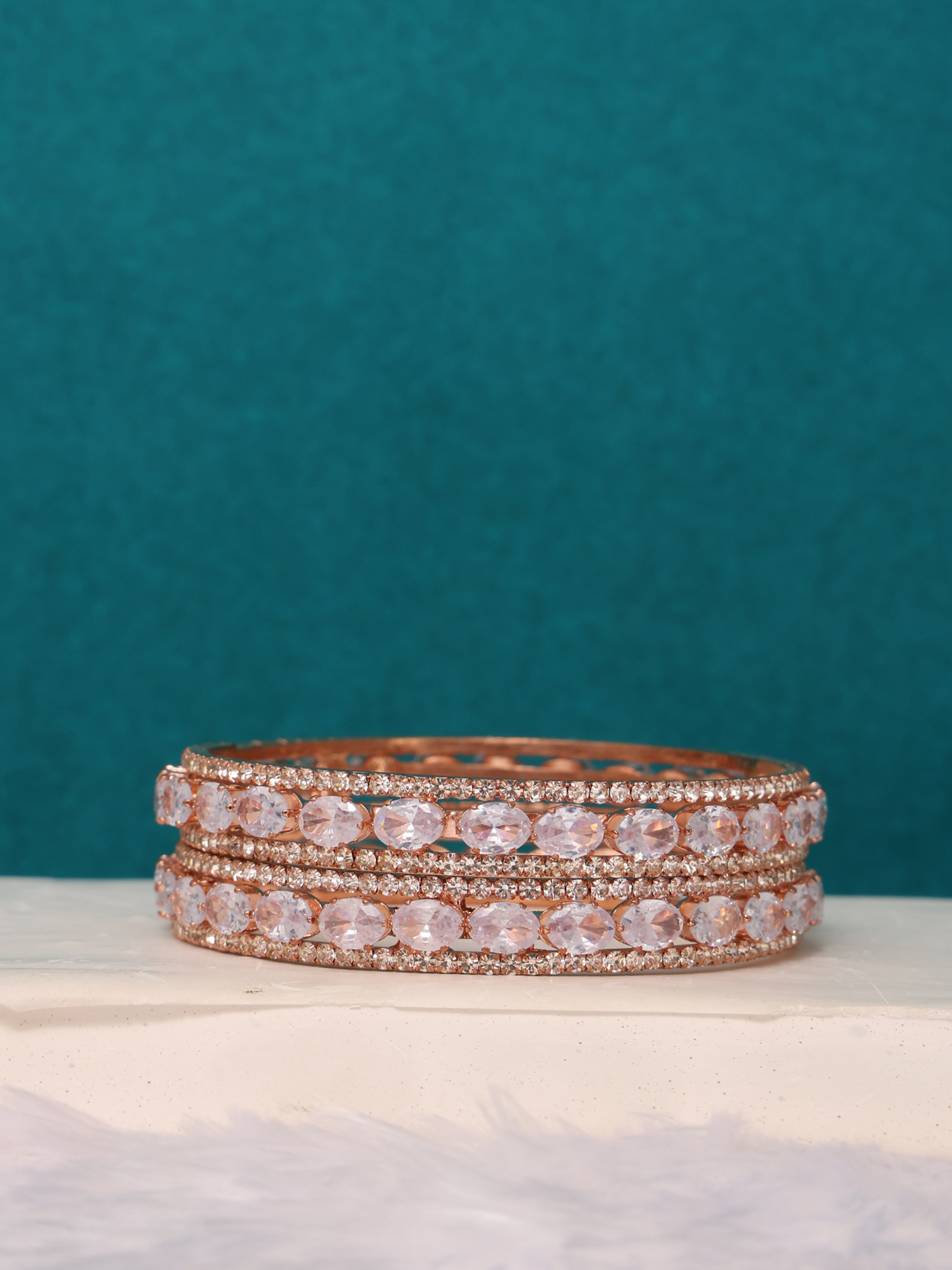 Blush Radiance Rose Gold AD Bangles