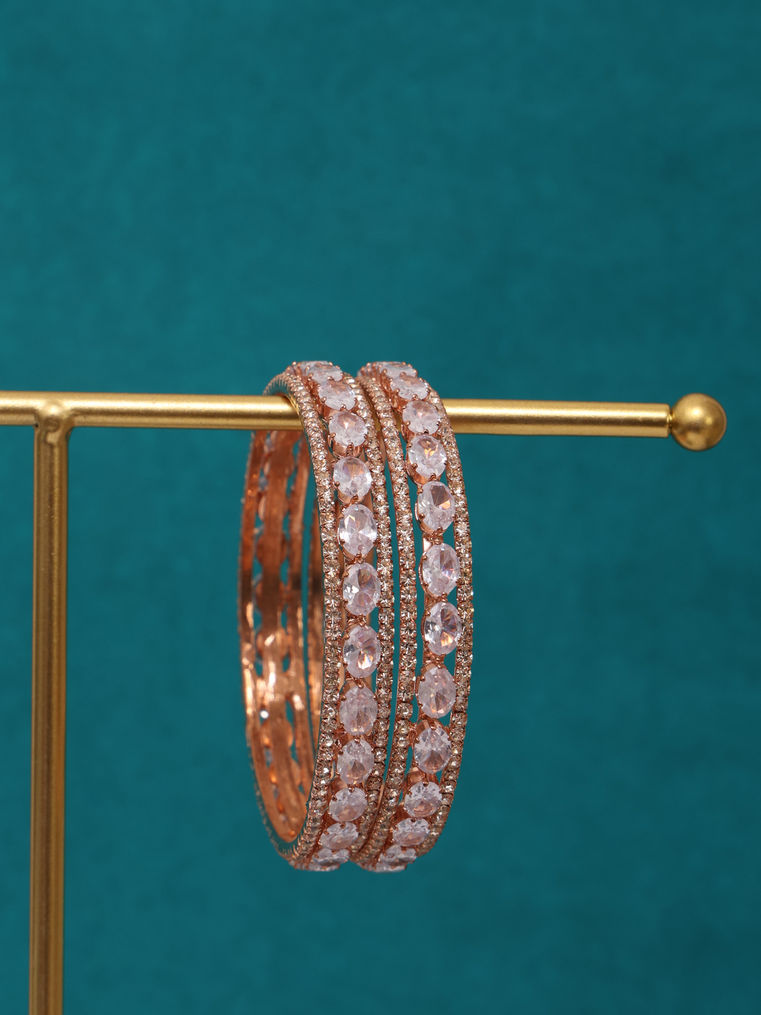 Blush Radiance Rose Gold AD Bangles