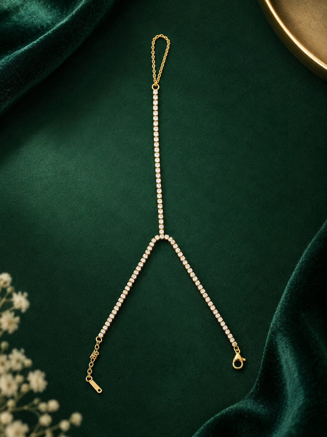 Celeste Tennis Sparkle Anti-Tarnish Gold Hand Chain