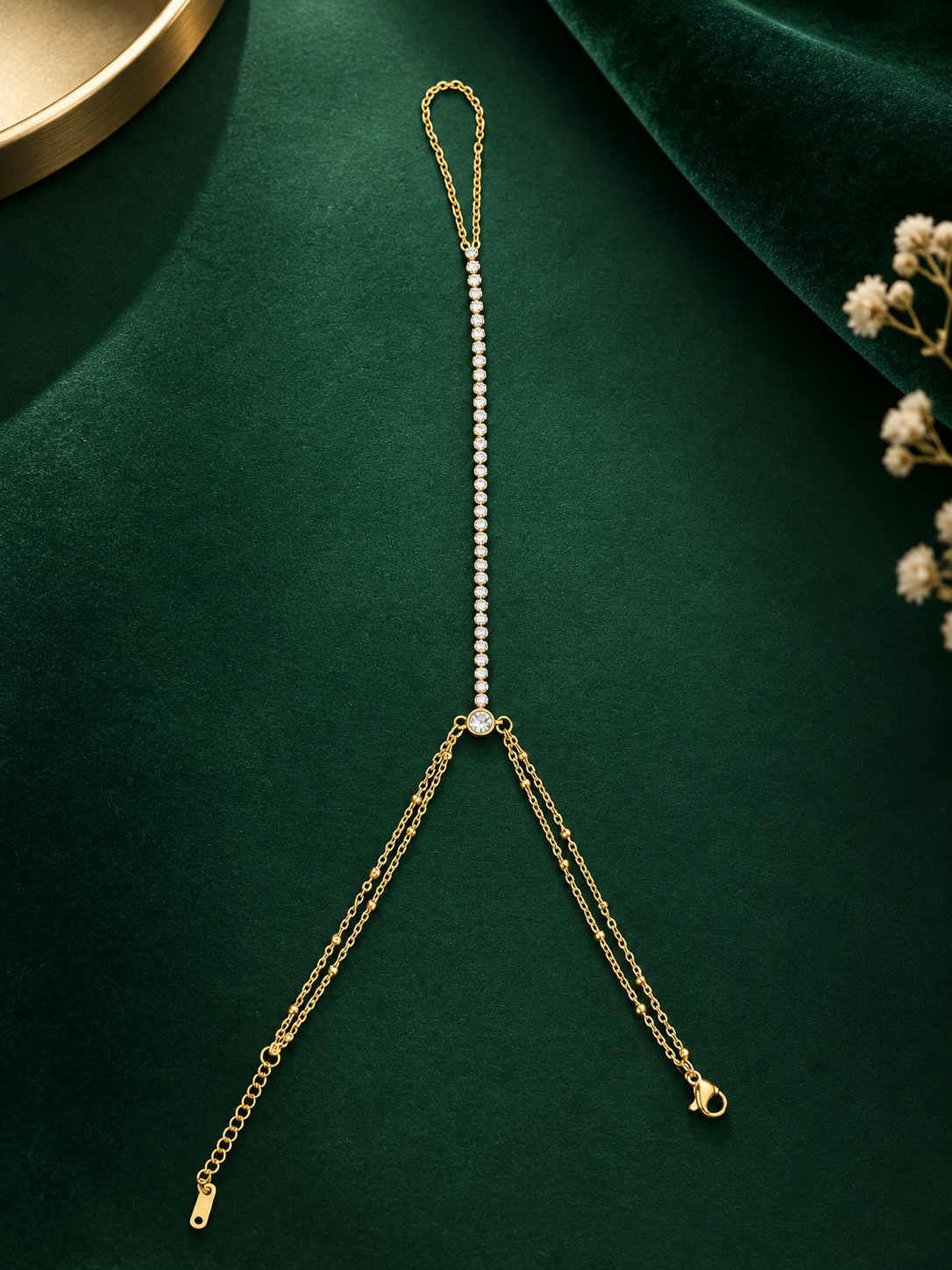 Aurelia Solitaire Anti-Tarnish Gold Hand Chain