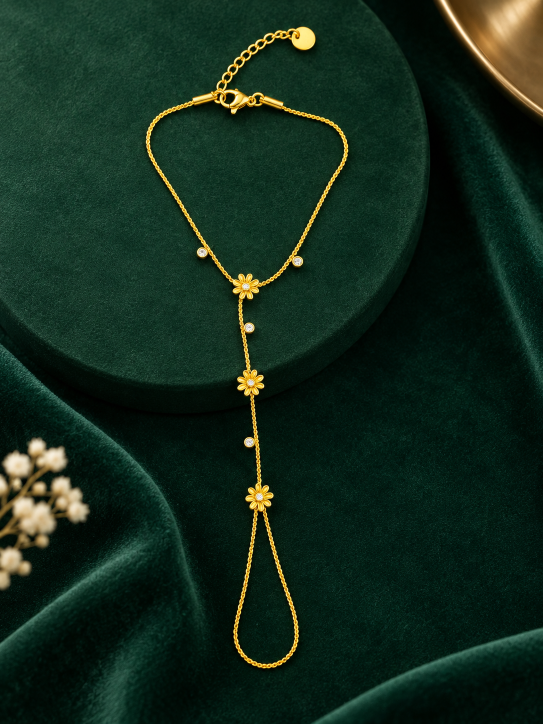 Daisy Pearl Anti-Tarnish Gold Hand Chain