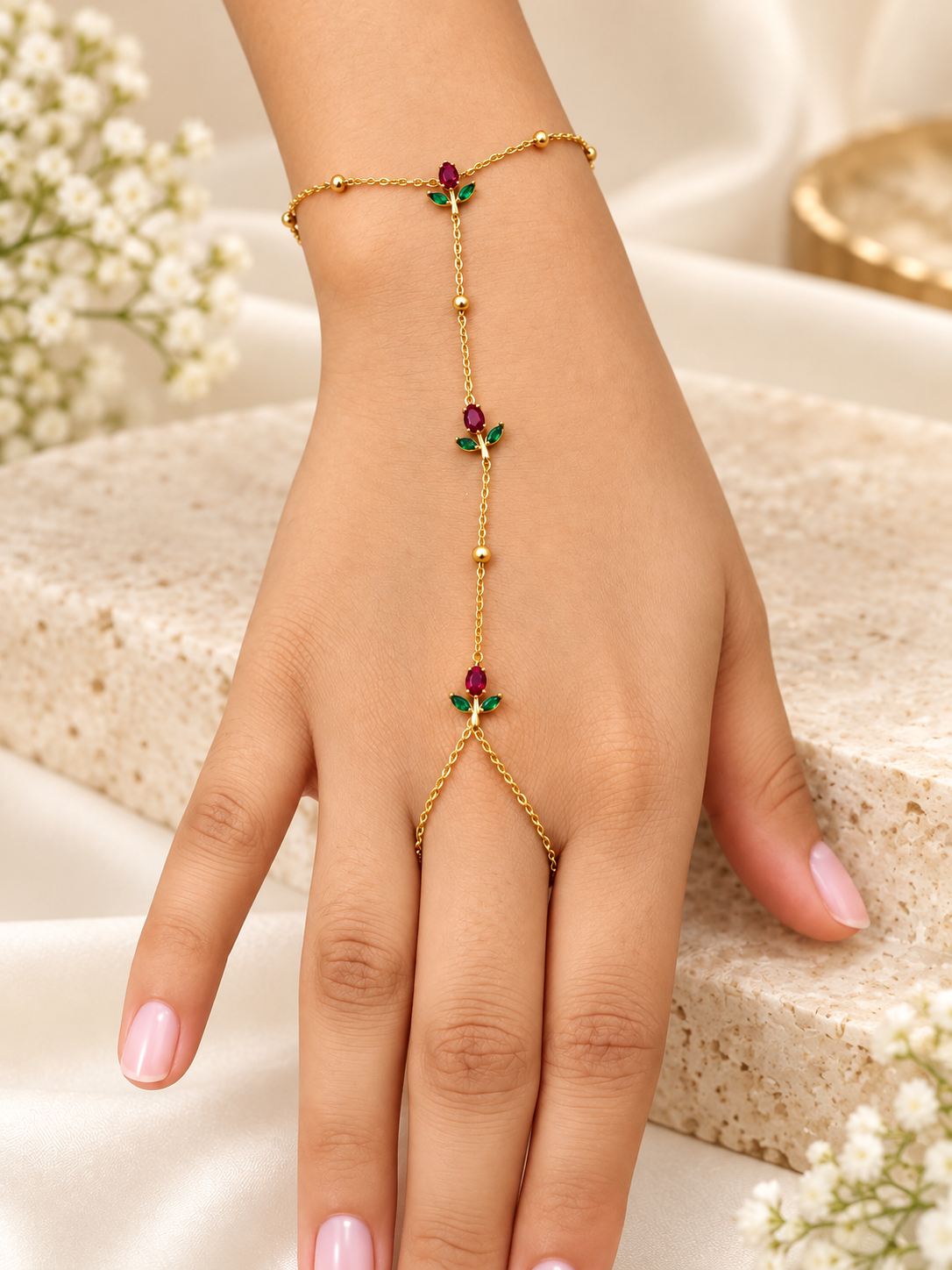 Ruby Rose Anti-Tarnish Gold Hand Chain