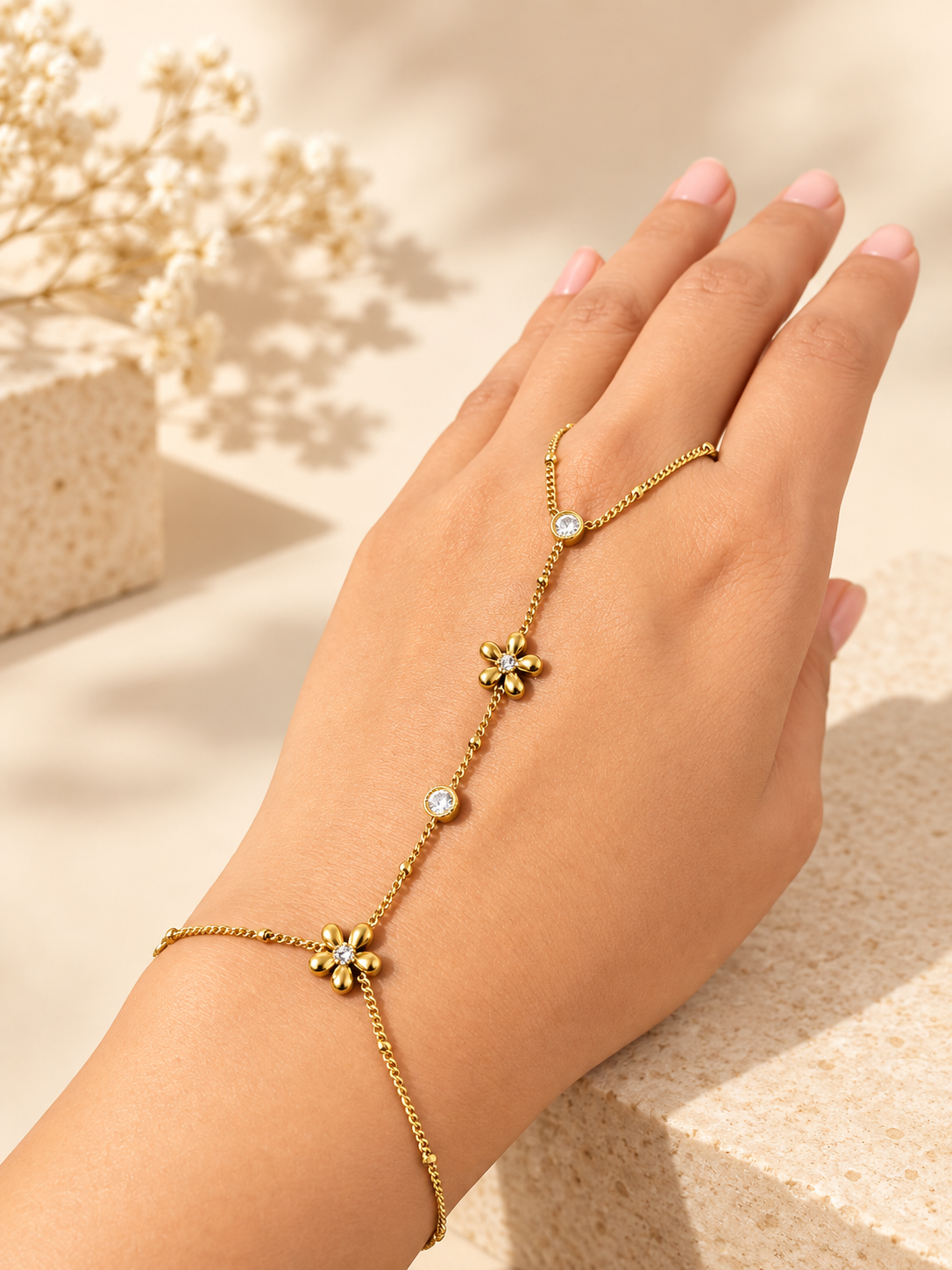 Flora Glow Anti-Tarnish Gold Hand Chain