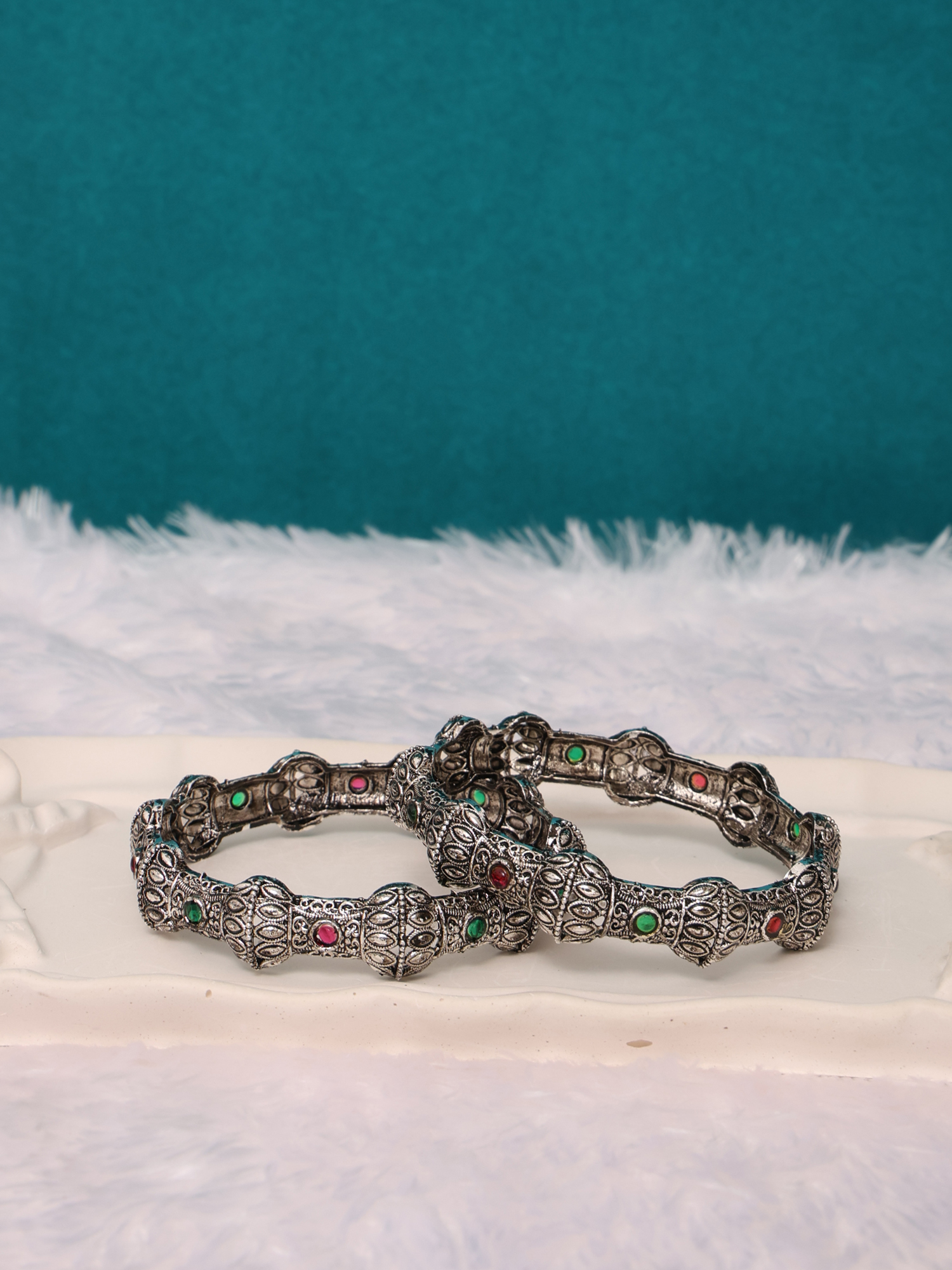 Regal Heritage Oxidized Silver Bangles