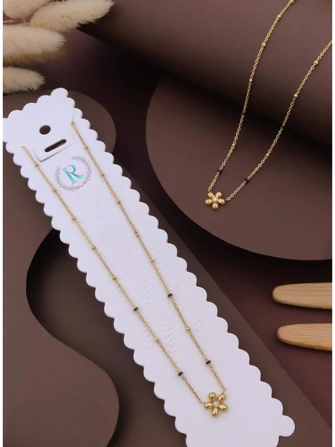 Golden Bloom Mangalsutra – Anti-Tarnish Gold Finish