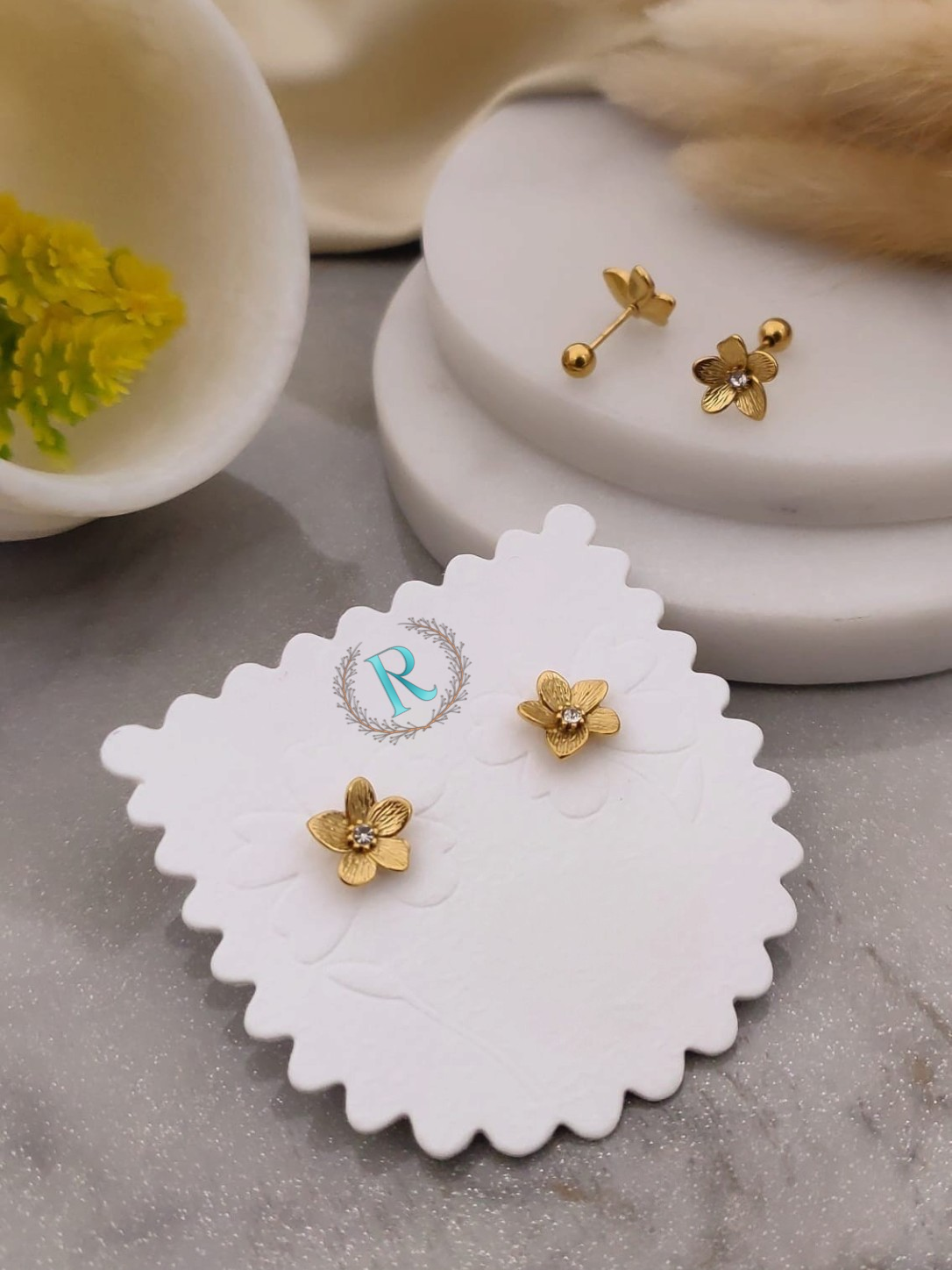 Vintage Bloom Anti-Tarnish Floral Stud Earrings