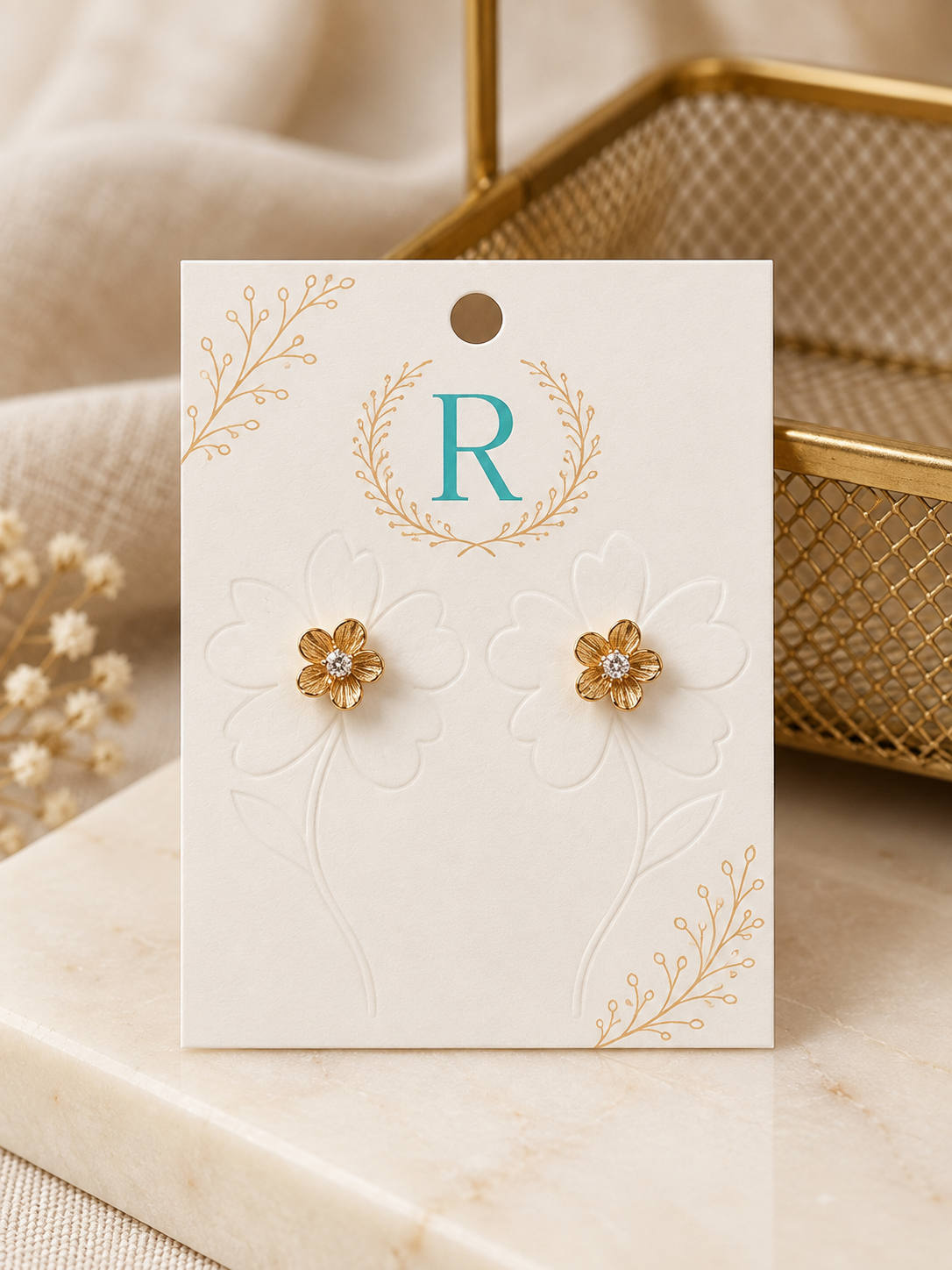 Vintage Bloom Anti-Tarnish Floral Stud Earrings