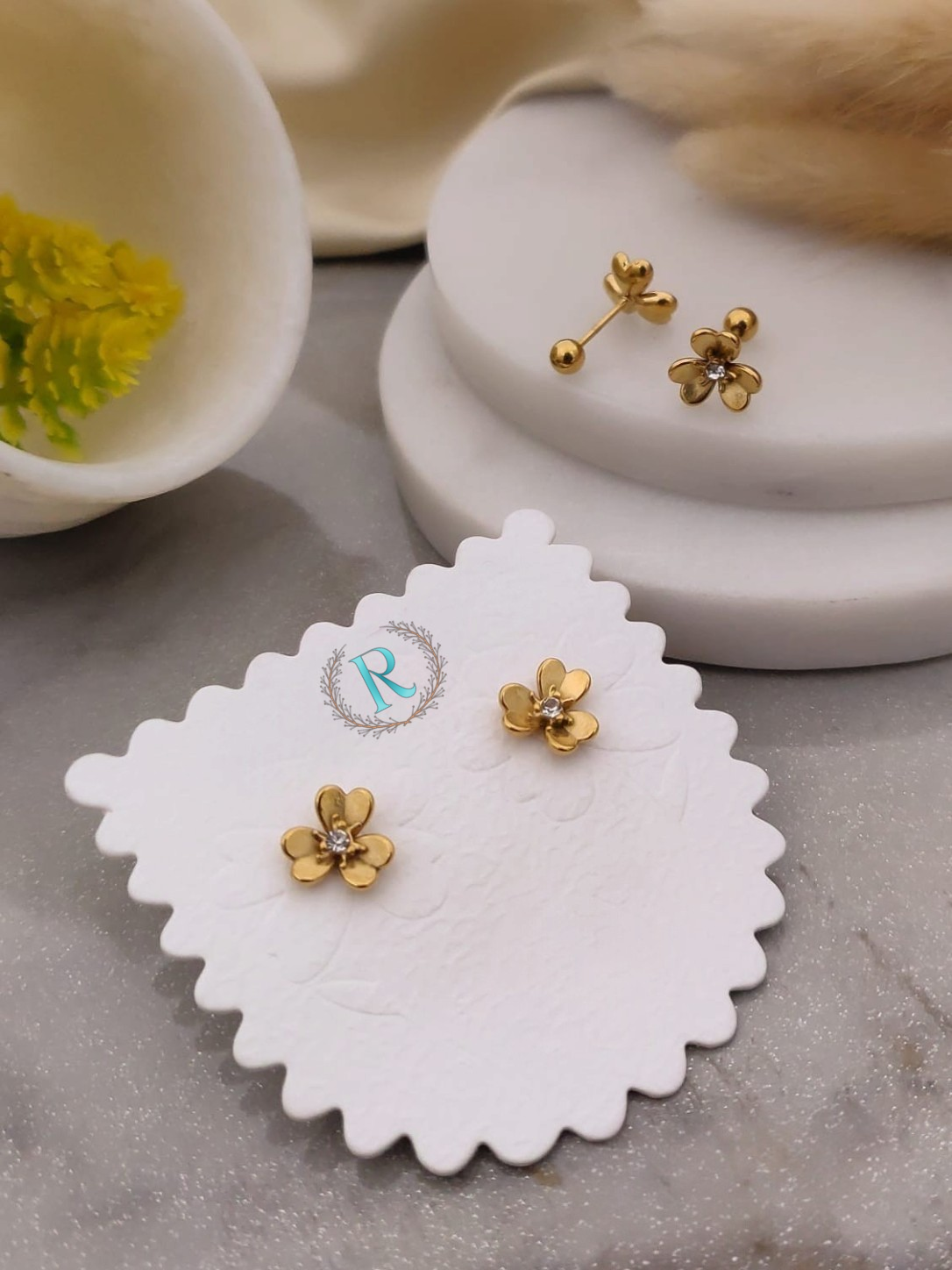 Heart Petal Bloom Anti-Tarnish Stud Earrings
