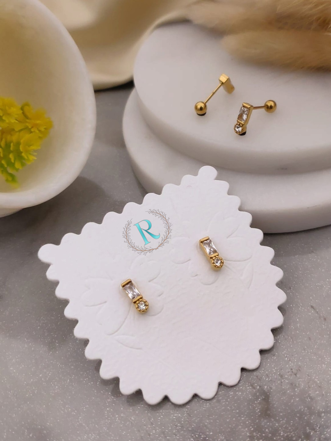Crystal Duo Anti-Tarnish Baguette Stud Earrings