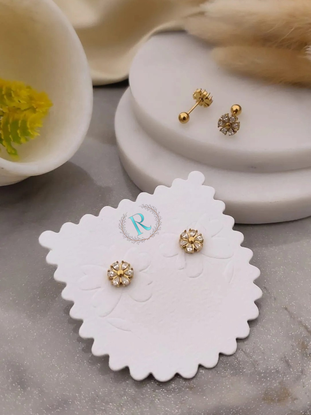Crystal Petal Bloom Anti-Tarnish Stud Earrings
