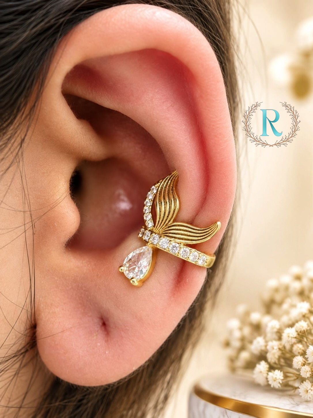Aurelia Wing Crystal Ear Cuff – Anti-Tarnish