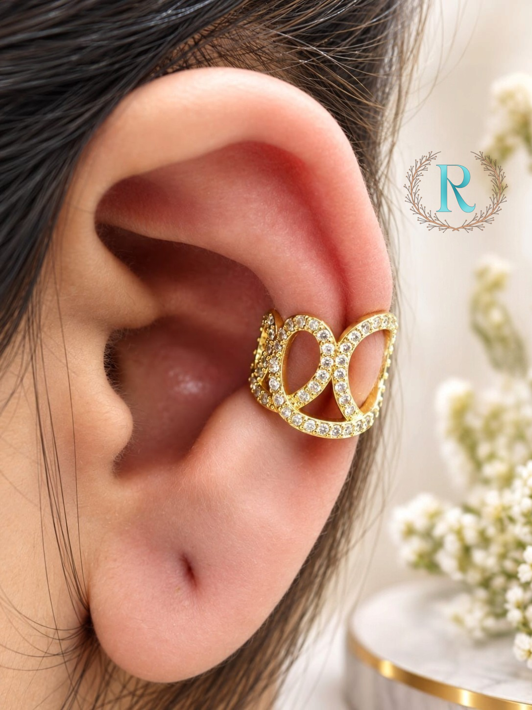 Infinity Loop Crystal Ear Cuff – Anti-Tarnish