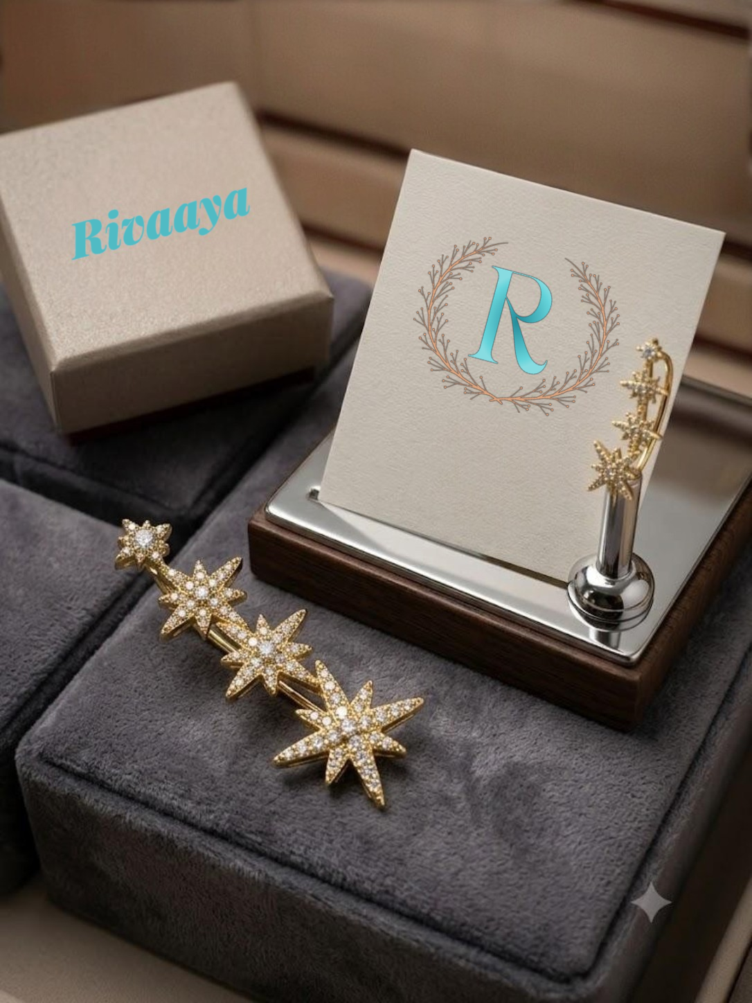 Celestial Starburst Crystal Ear Cuff – Anti-Tarnish