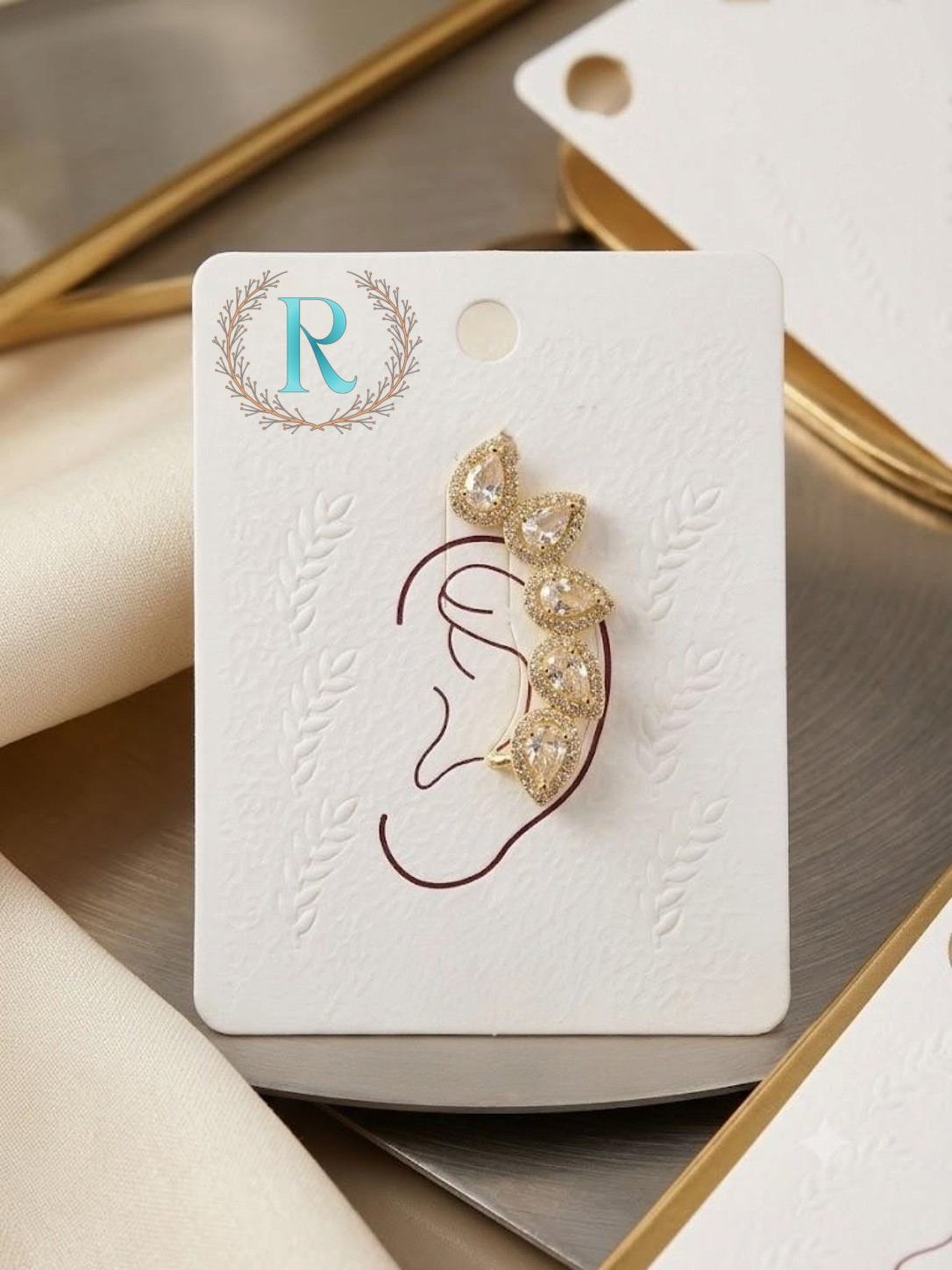 Teardrop Crystal Vine Ear Cuff – Anti-Tarnish