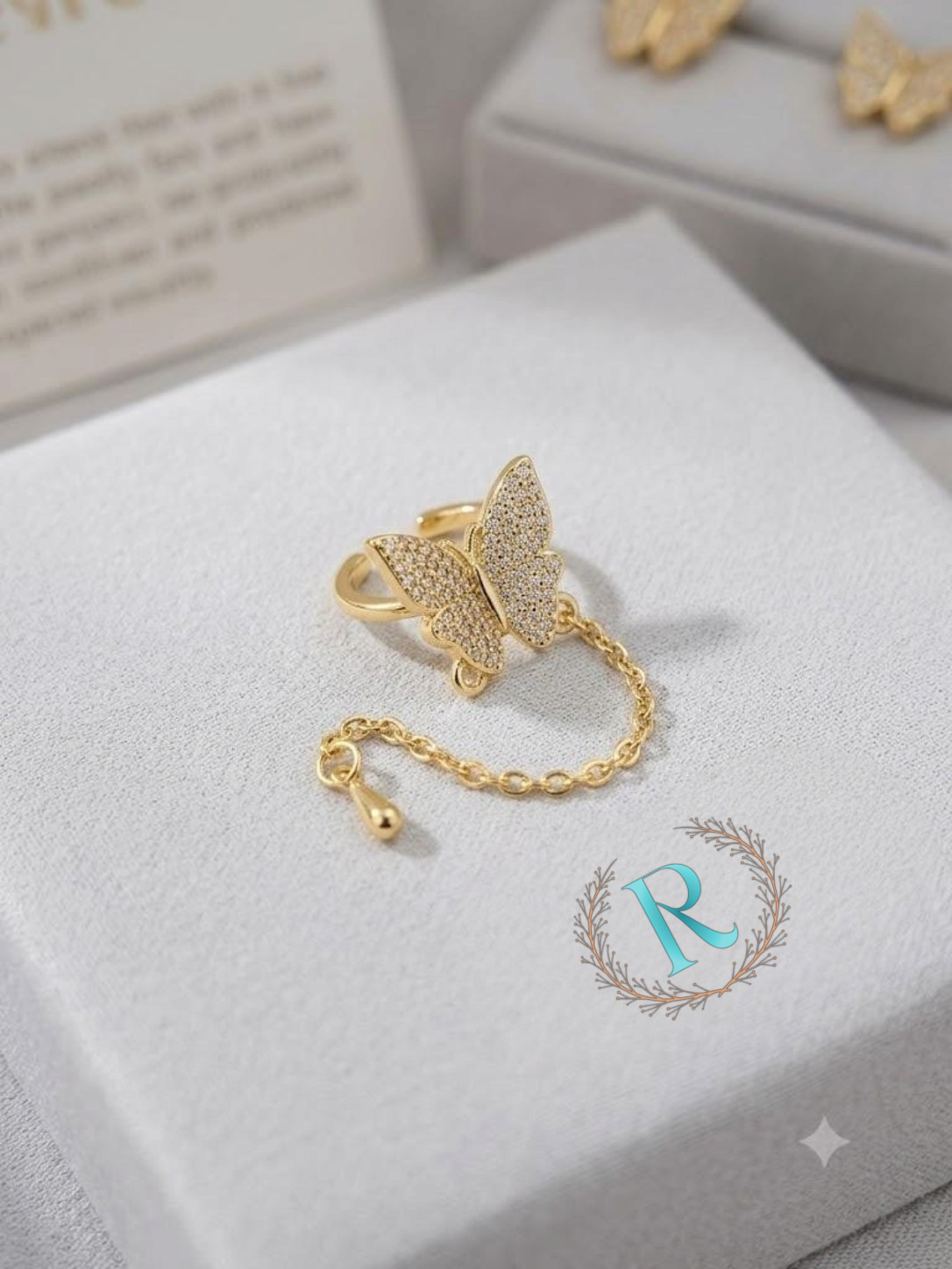 Crystal Butterfly Chain Ear Cuff – Anti-Tarnish