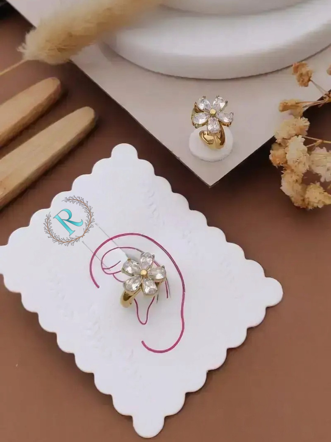 Crystal Blossom Floral Ear Cuff – Anti-Tarnish