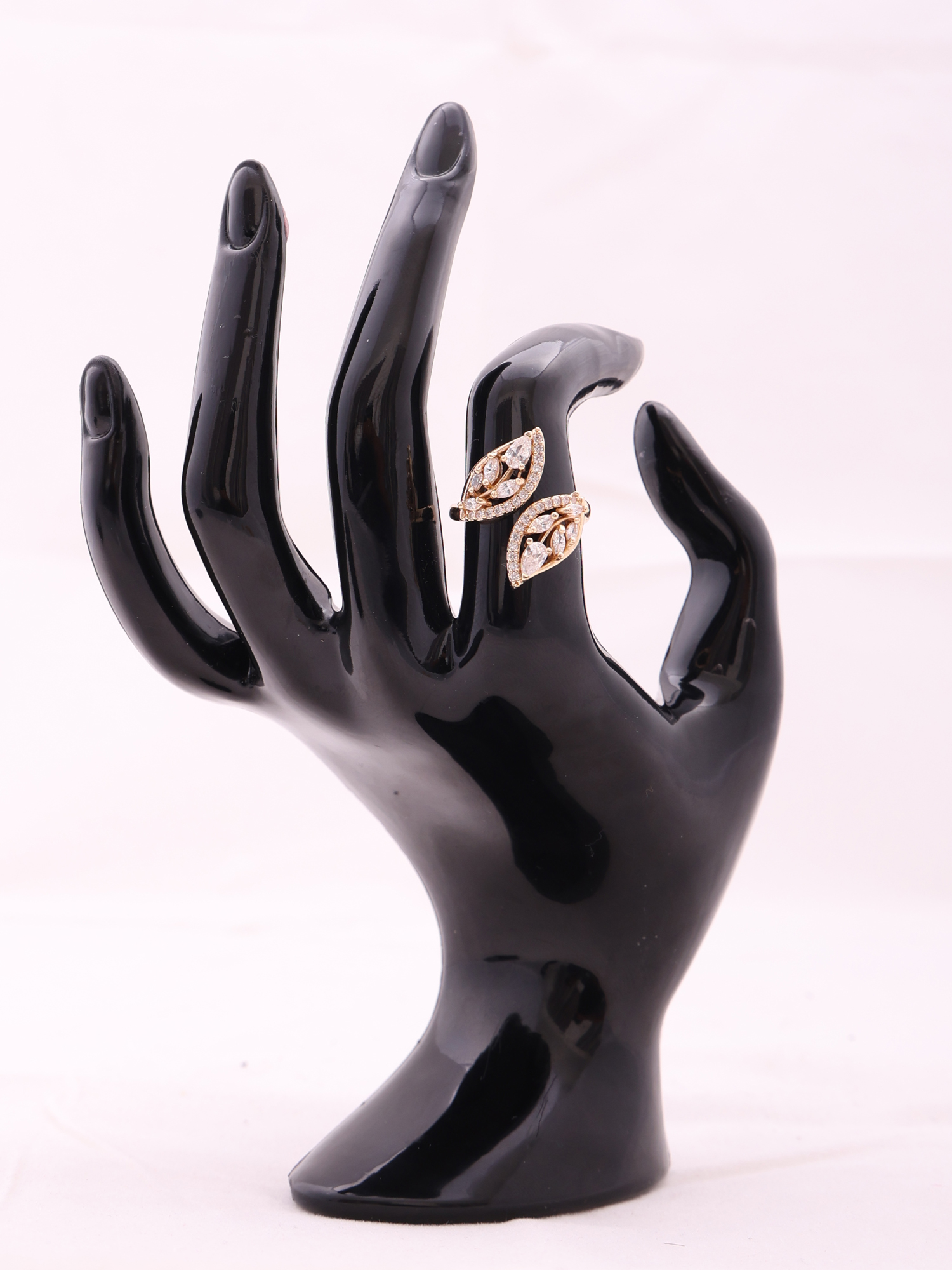 Ivy Dual Leaf Crystal Ring