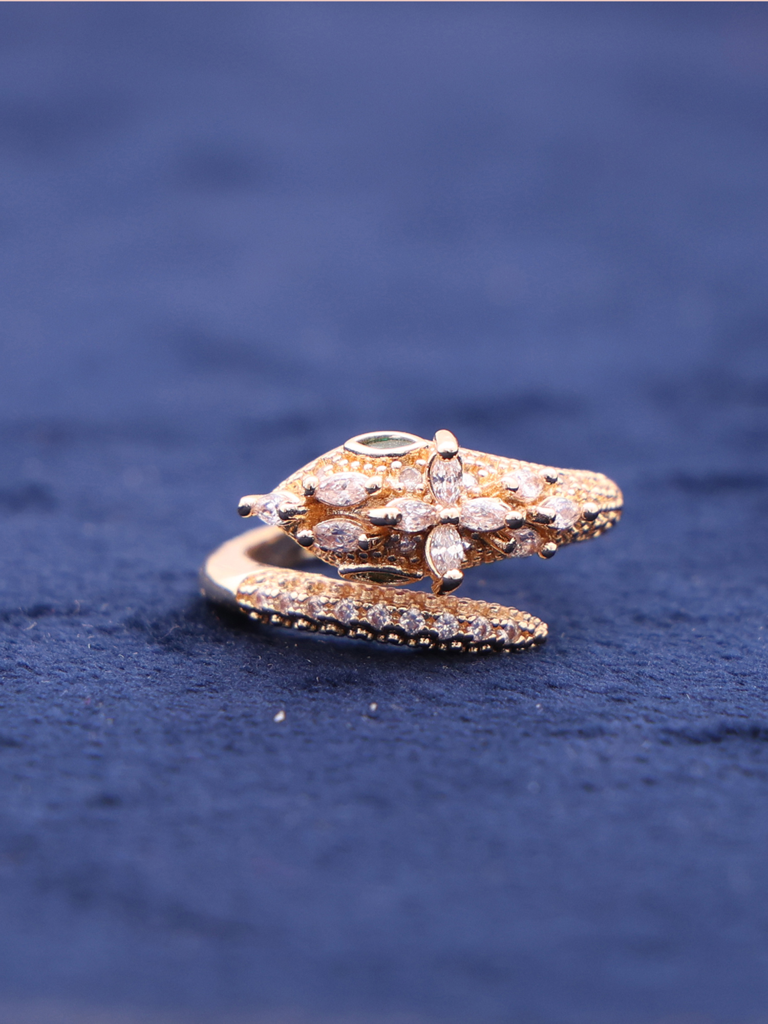 Serpentine Luxe Snake Crystal Ring