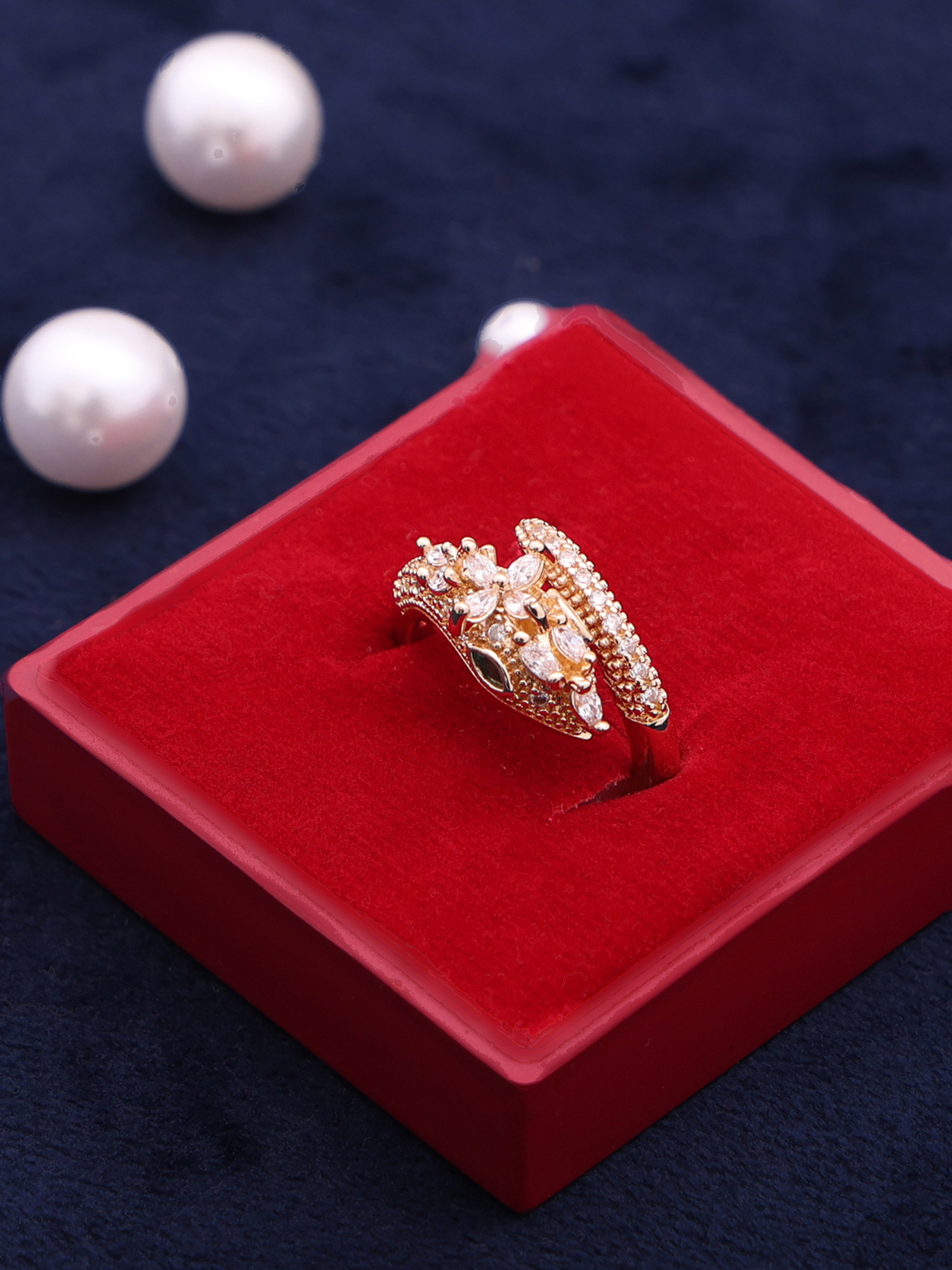 Serpentine Luxe Snake Crystal Ring
