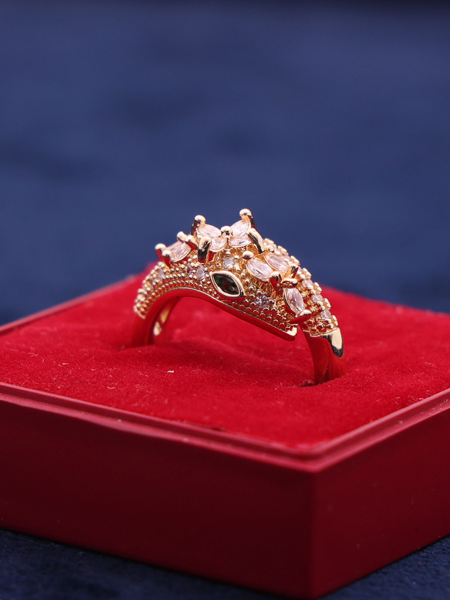 Serpentine Luxe Snake Crystal Ring