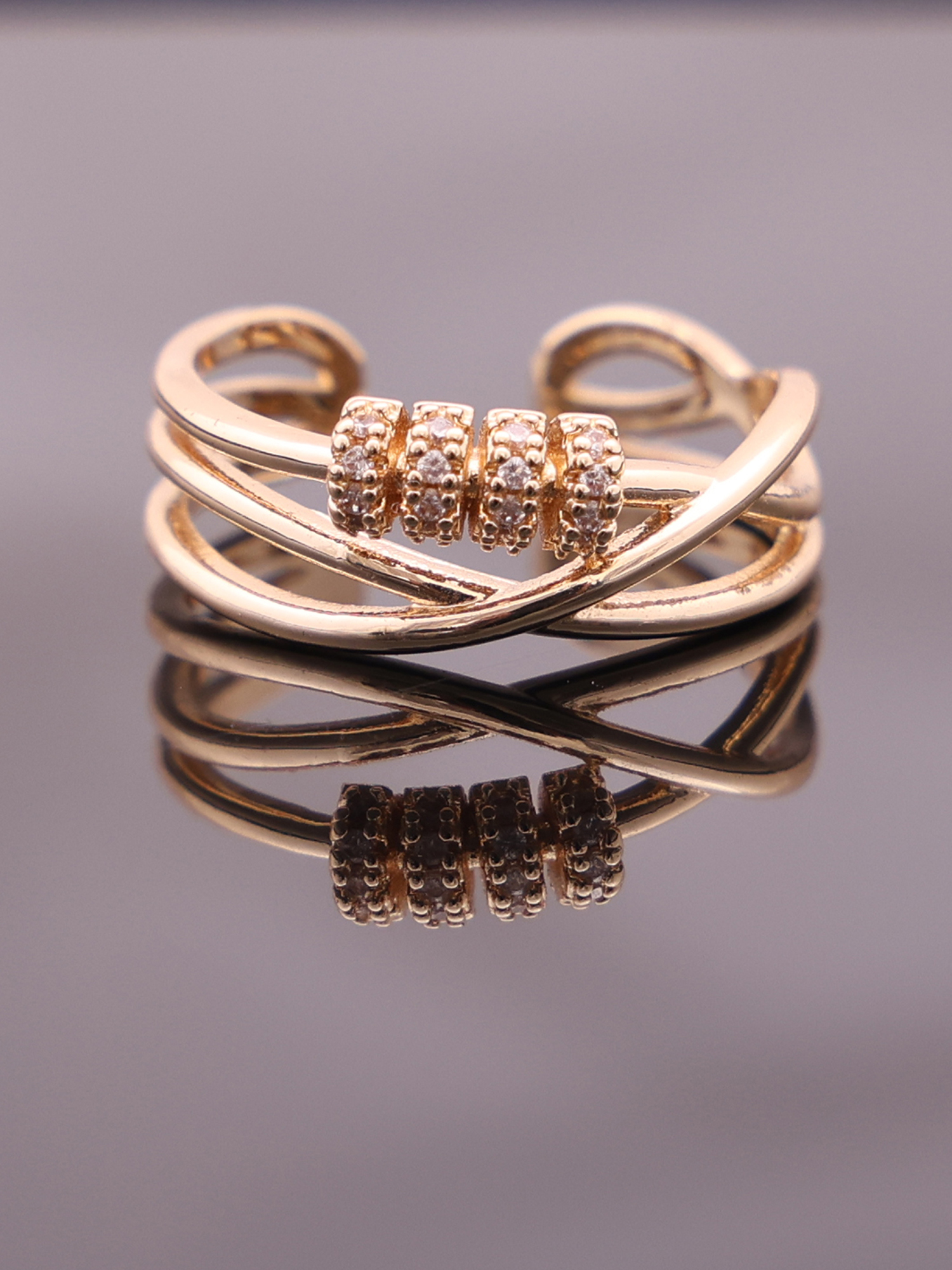 Luxe Bead Crossover Ring