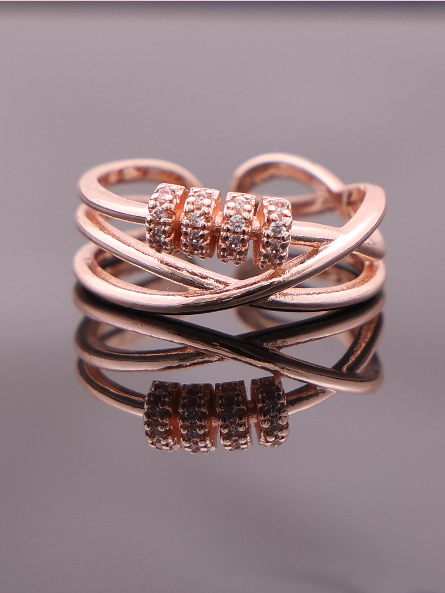 Luxe Bead Crossover Ring
