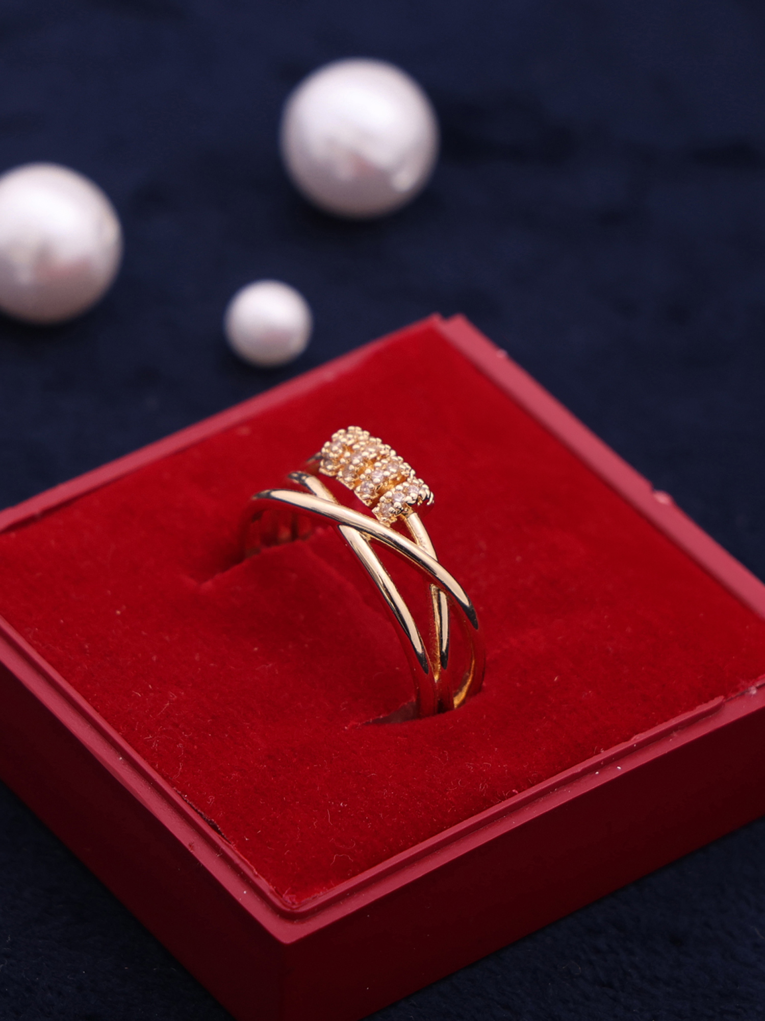 Luxe Bead Crossover Ring