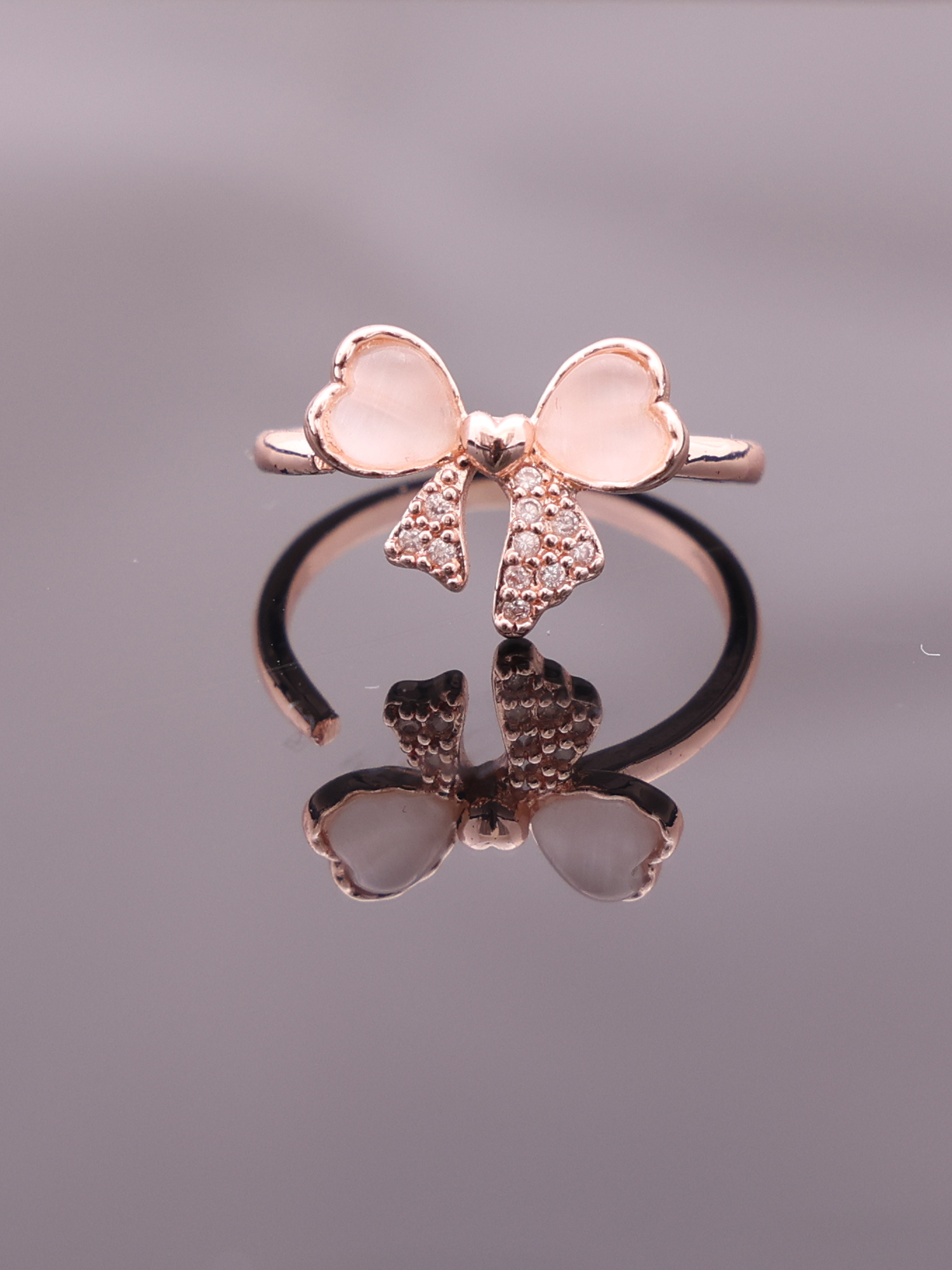 Blush Bow Crystal Ring
