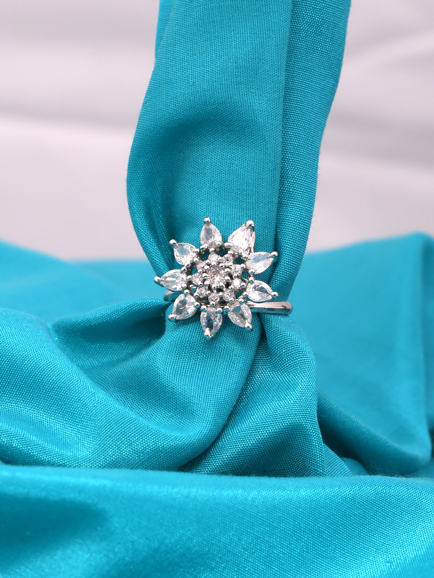 AD Diamond Floral Spark Ring