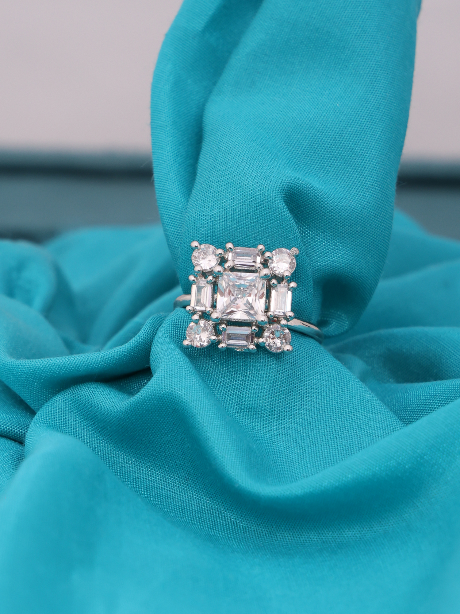 AD Diamond Regal Square Ring