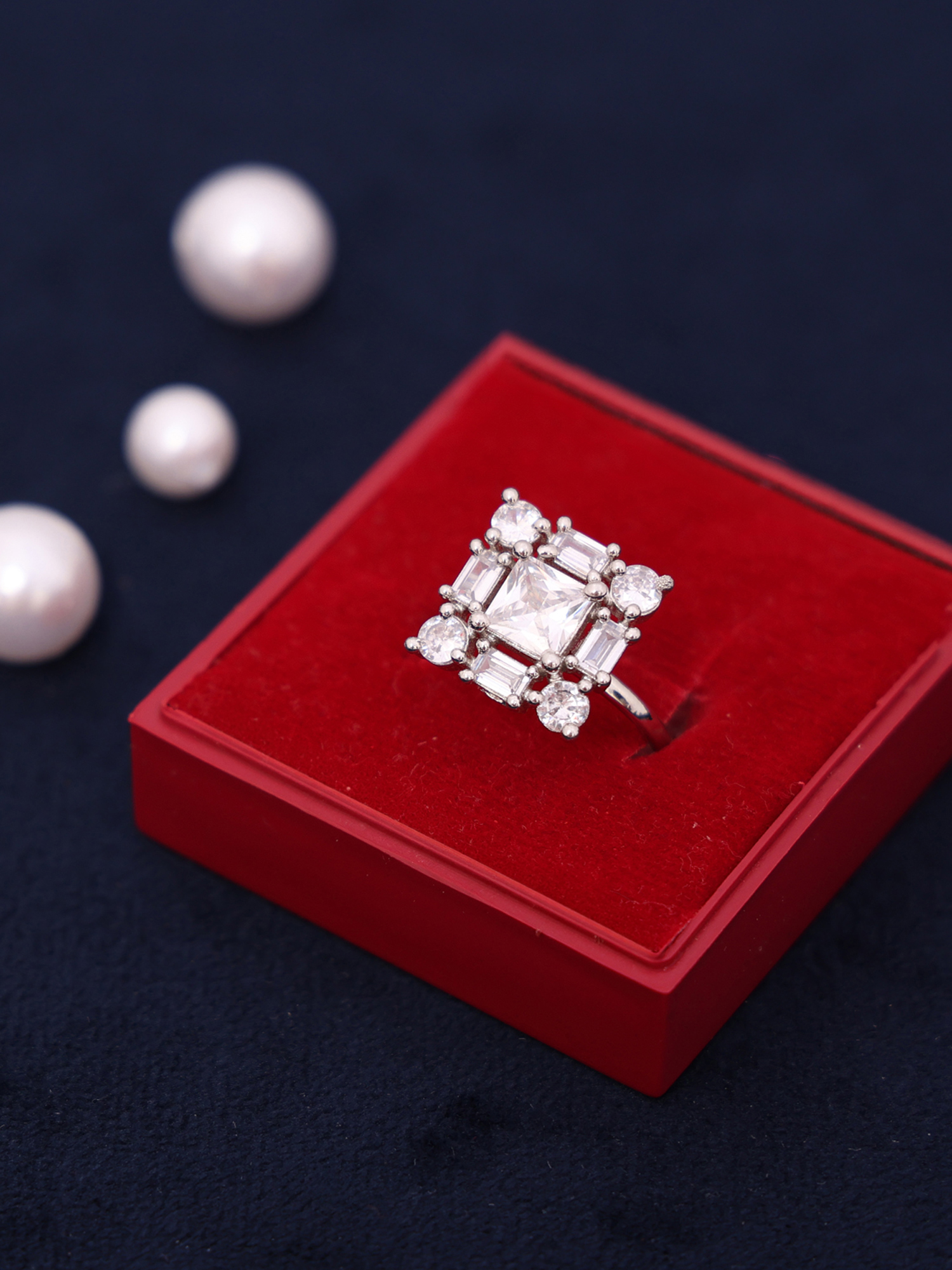AD Diamond Regal Square Ring