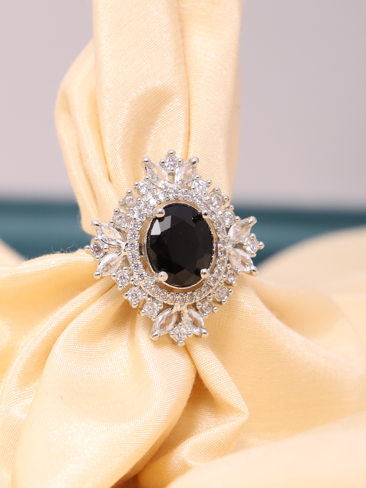 Royal Black Diamond AD Statement Ring