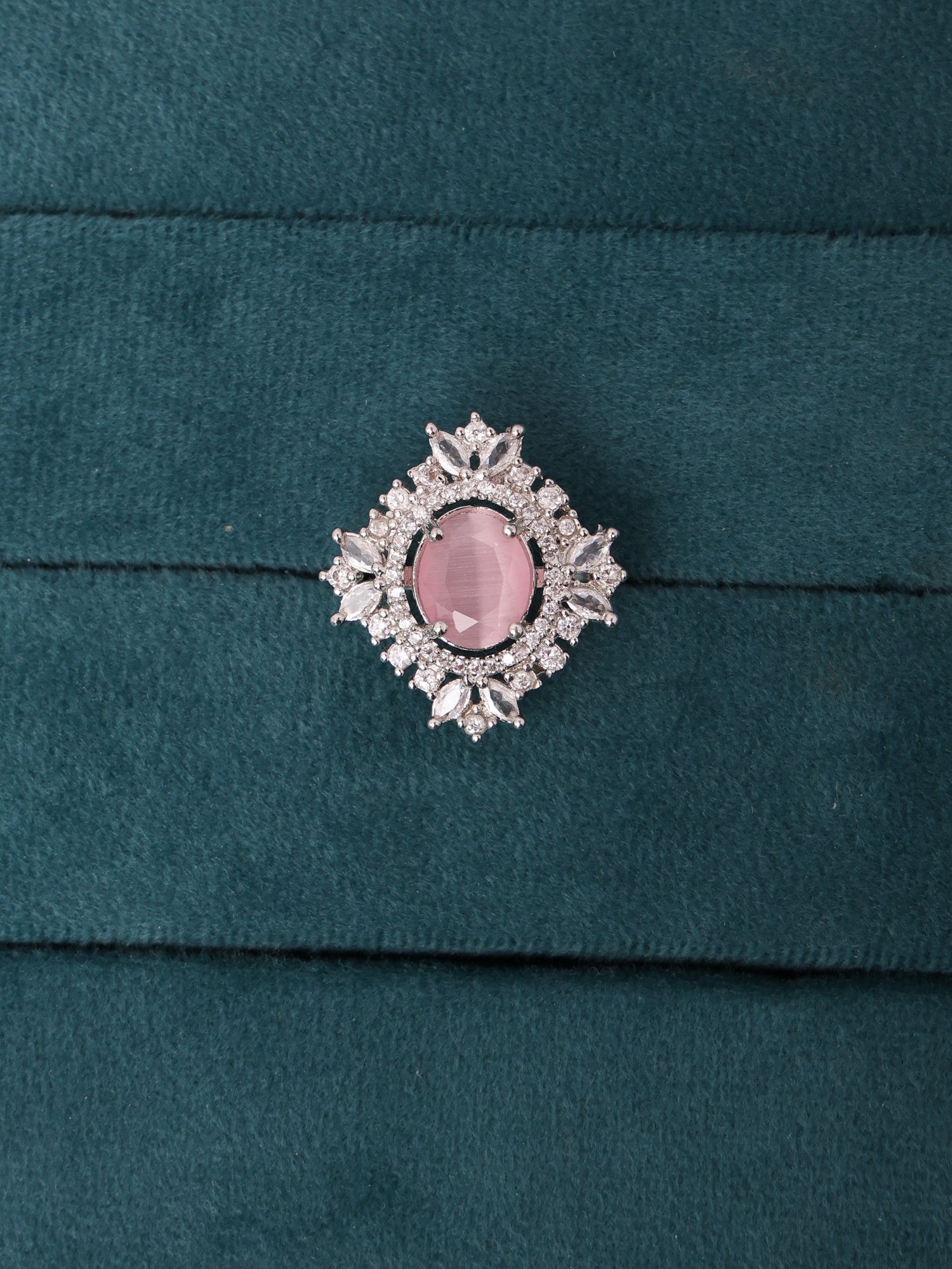 Blush Pink AD Diamond Halo Ring