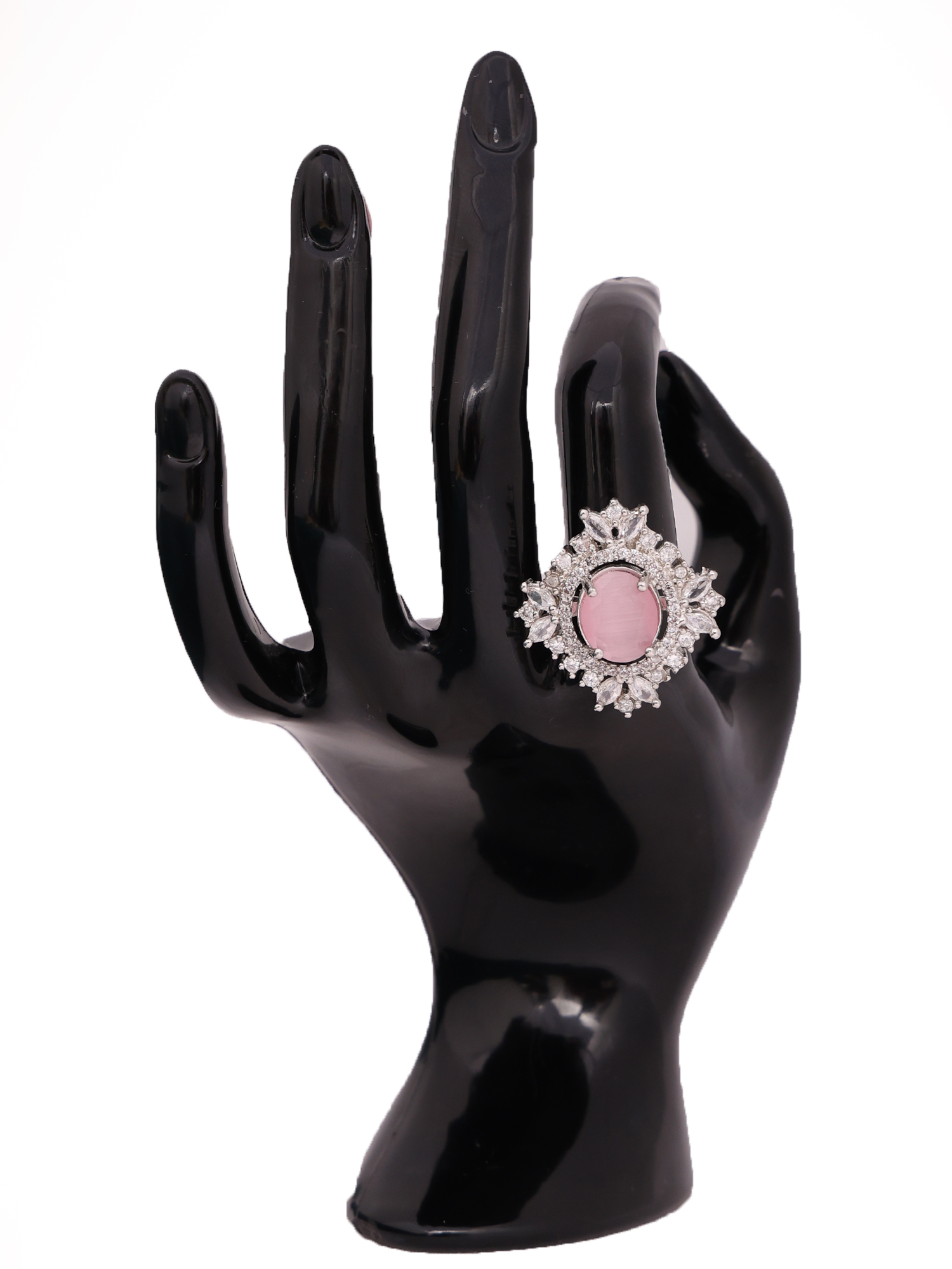 Blush Pink AD Diamond Halo Ring