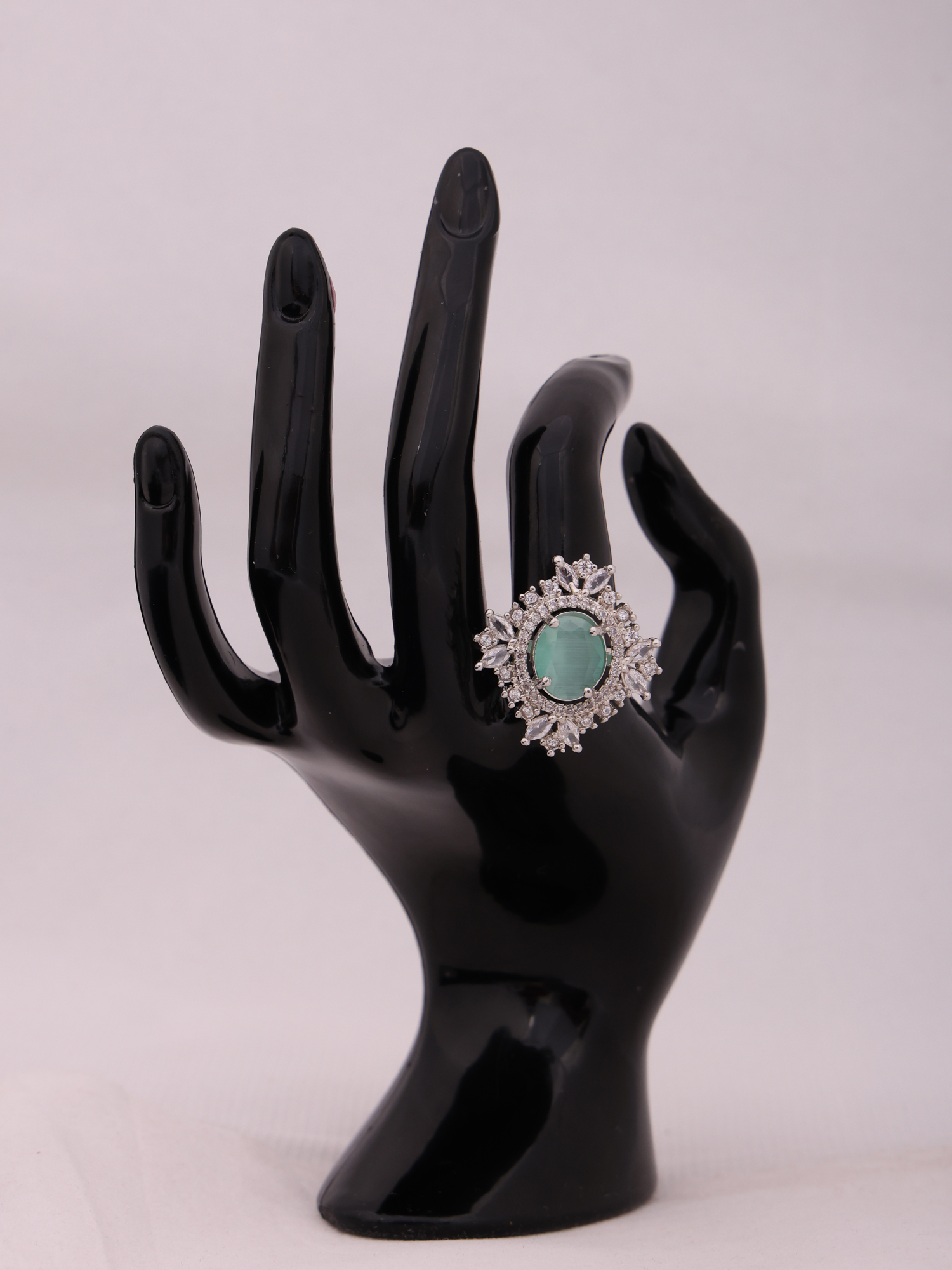 Mint Emerald AD Diamond Halo Ring