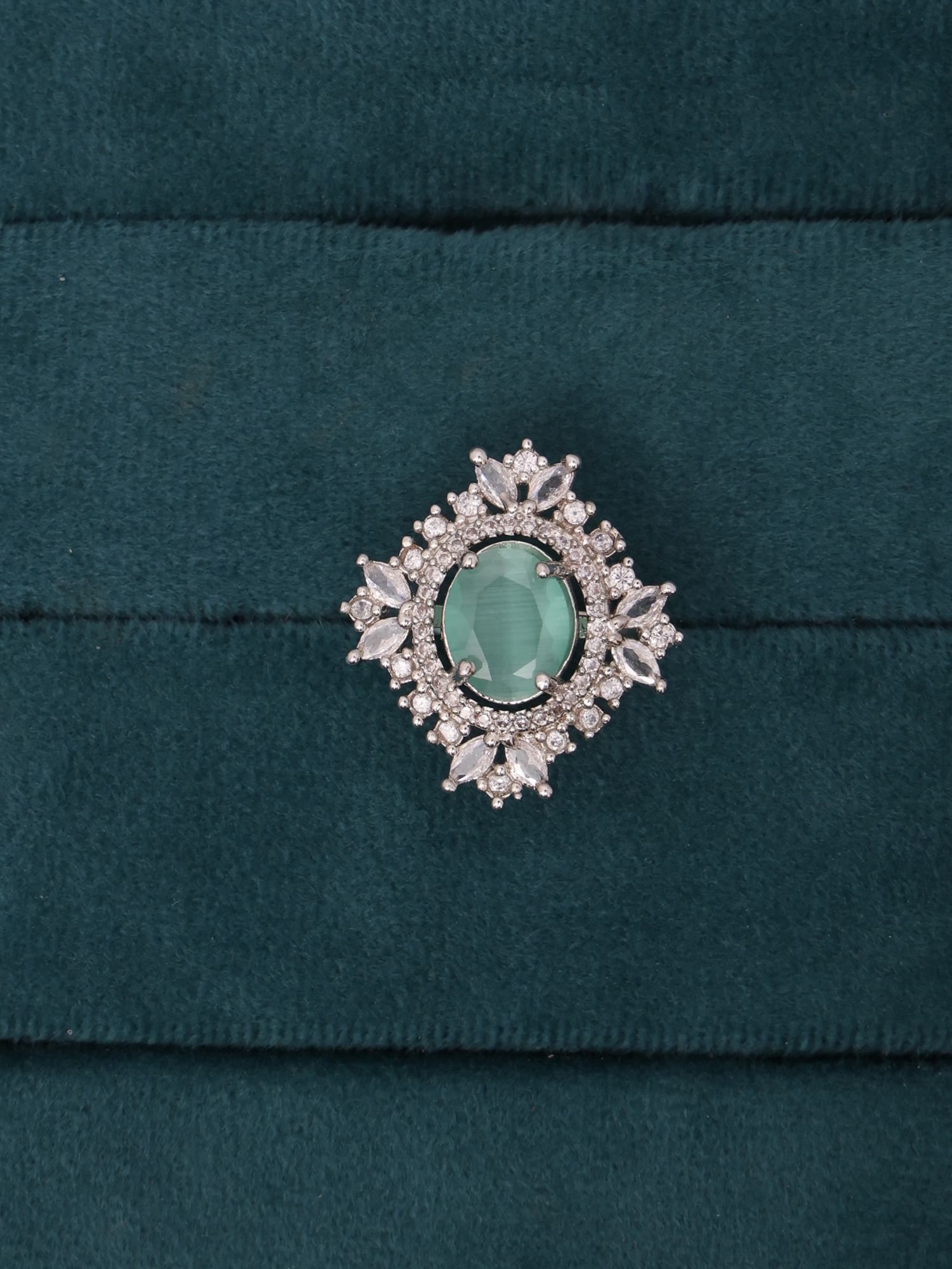 Mint Emerald AD Diamond Halo Ring