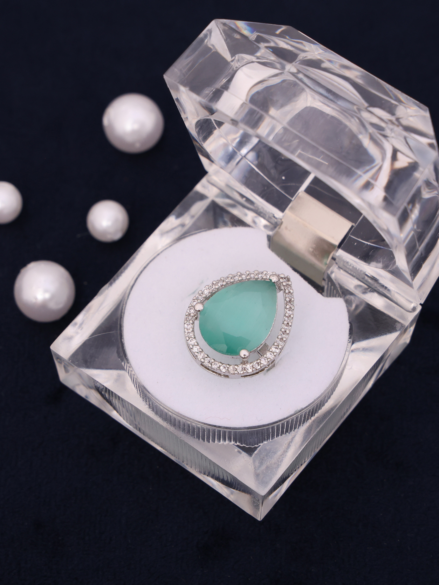 Mint Teardrop AD Diamond Ring