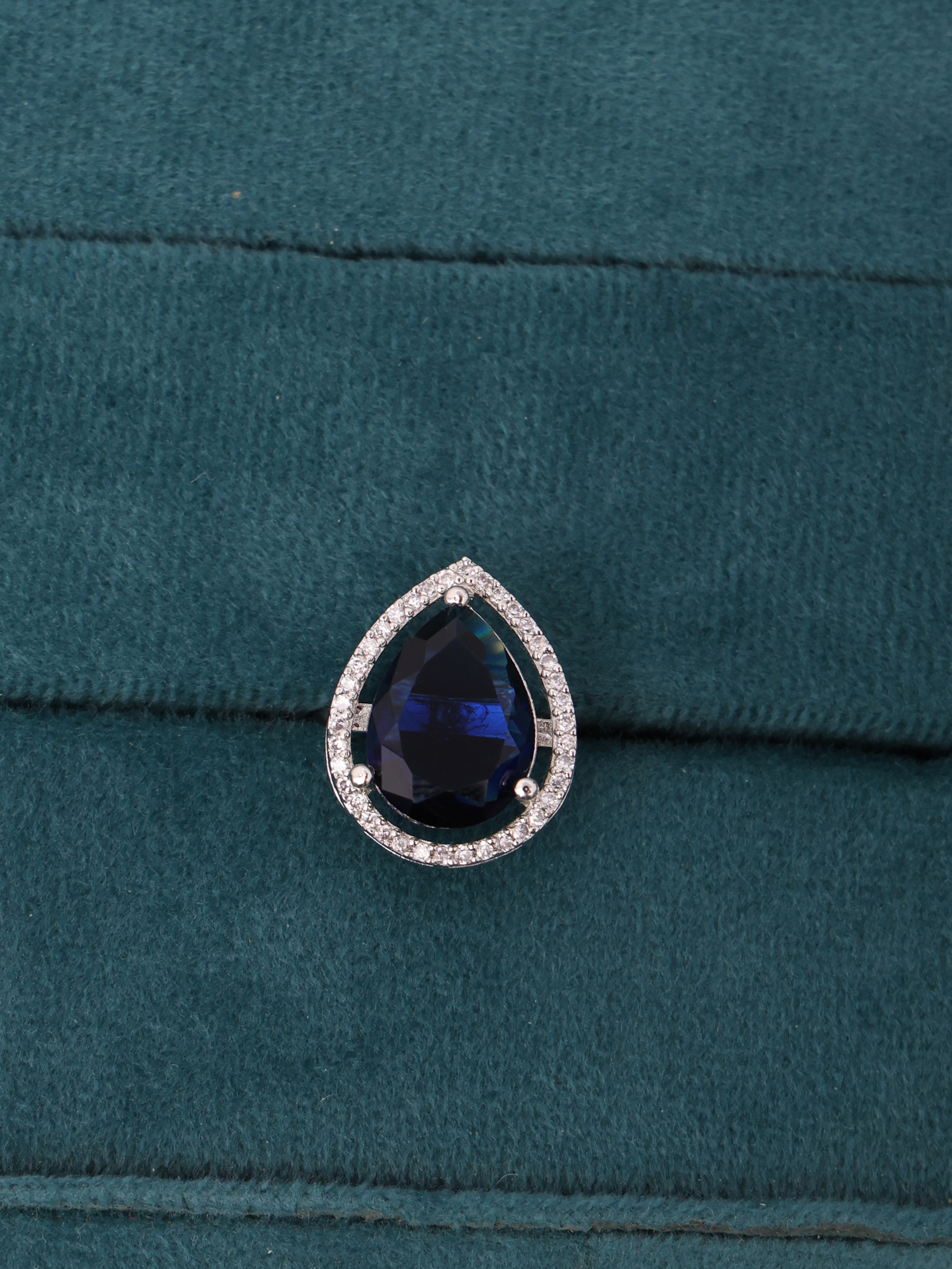 Royal Blue Teardrop AD Diamond Ring