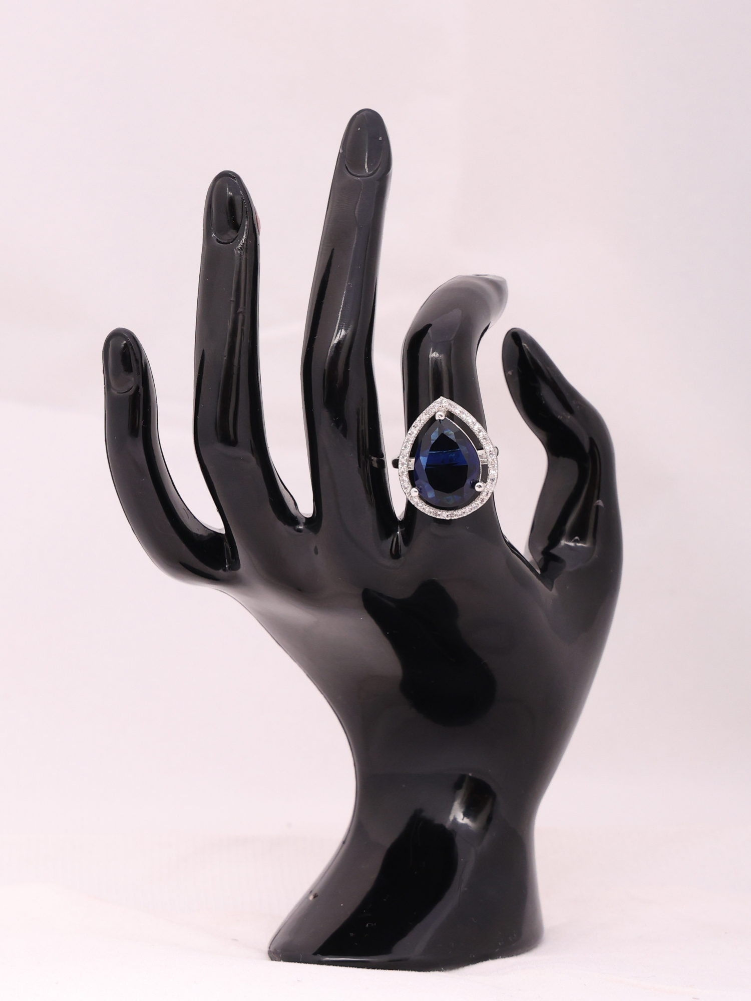 Royal Blue Teardrop AD Diamond Ring